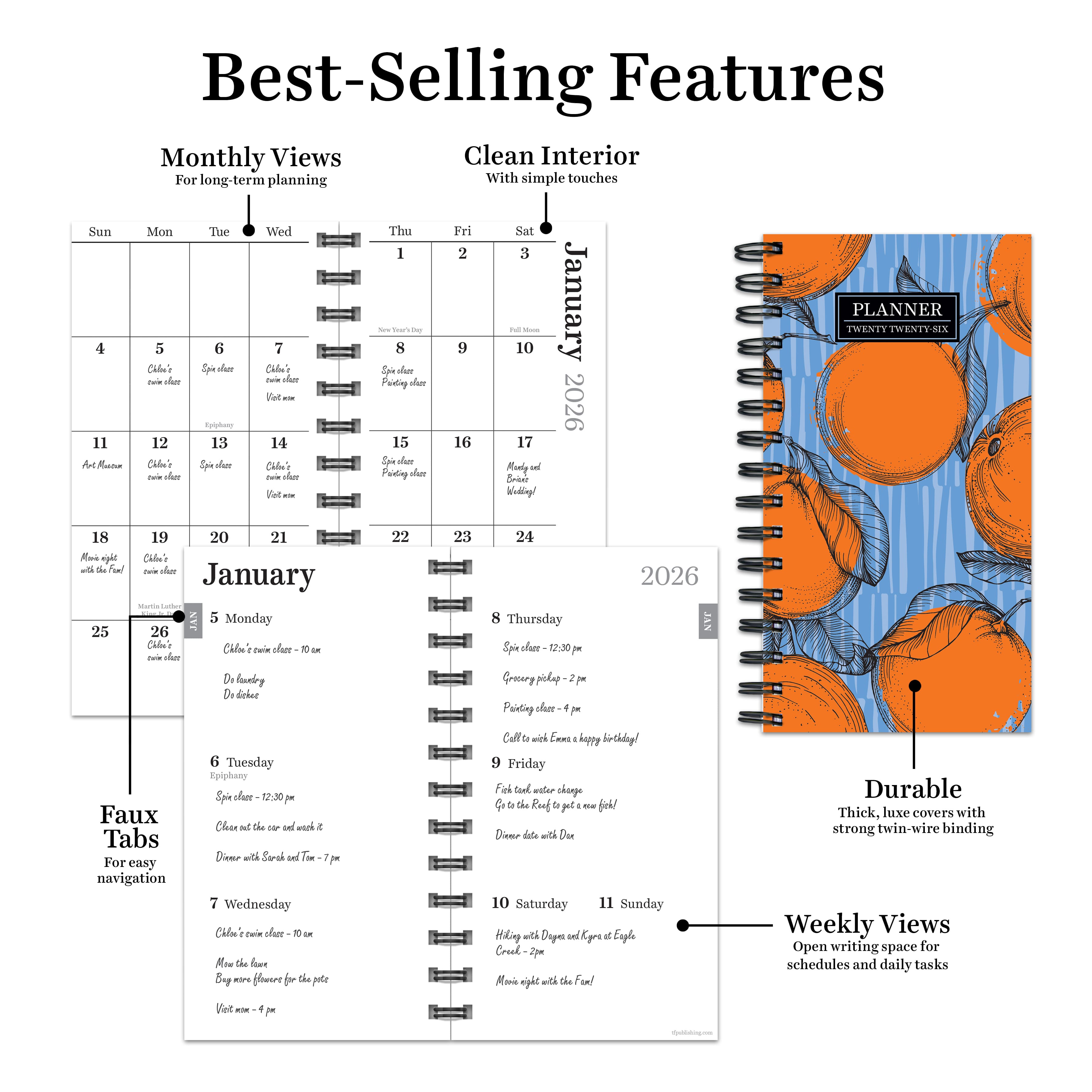 2026 Citrus Small Weekly Monthly Planner