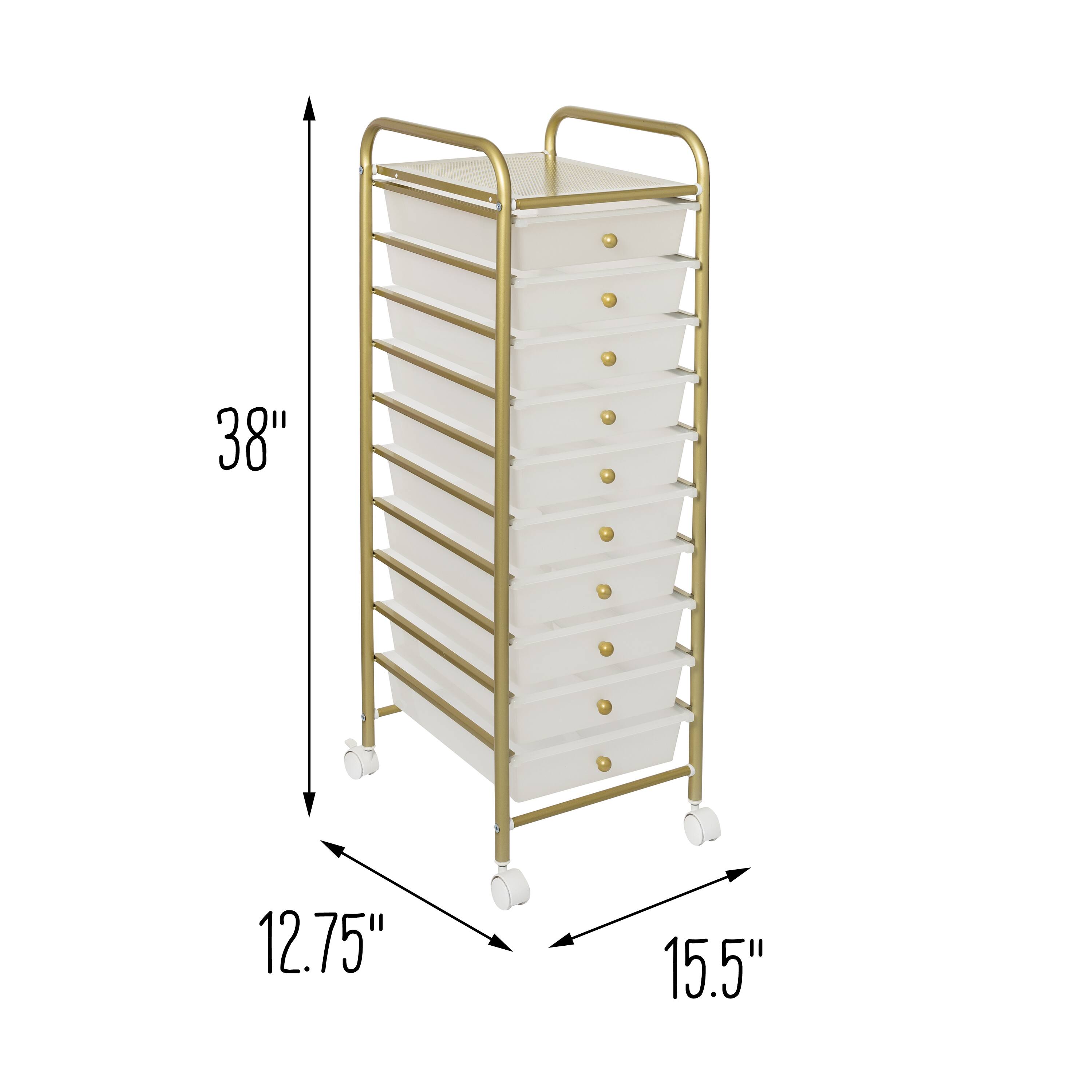Honey Can Do 10-Drawer Gold Rolling Storage Cart