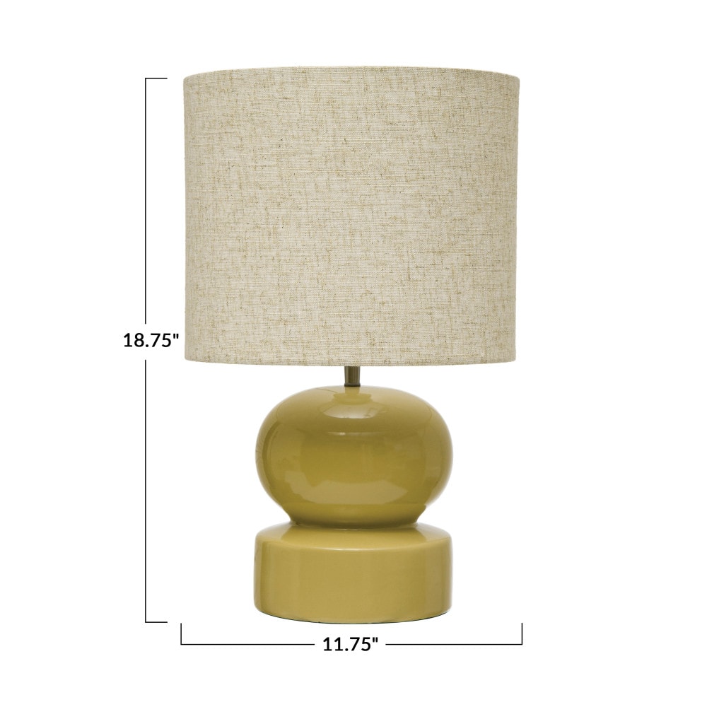 Hello Honey® 19" Green Modern Ceramic Table Lamp with Fabric Shade