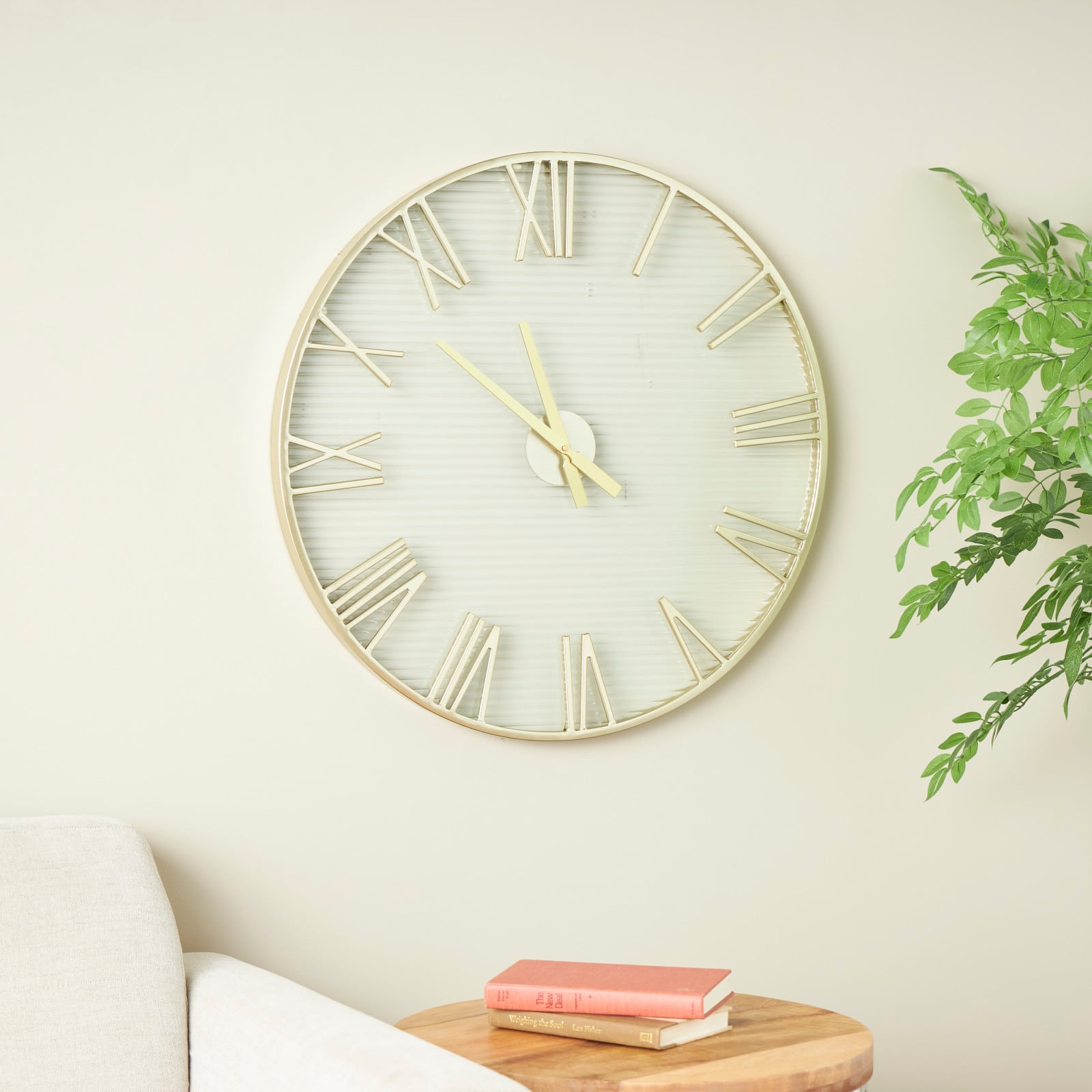 28" Gold Metal Wall Clock with Clear Glass Face