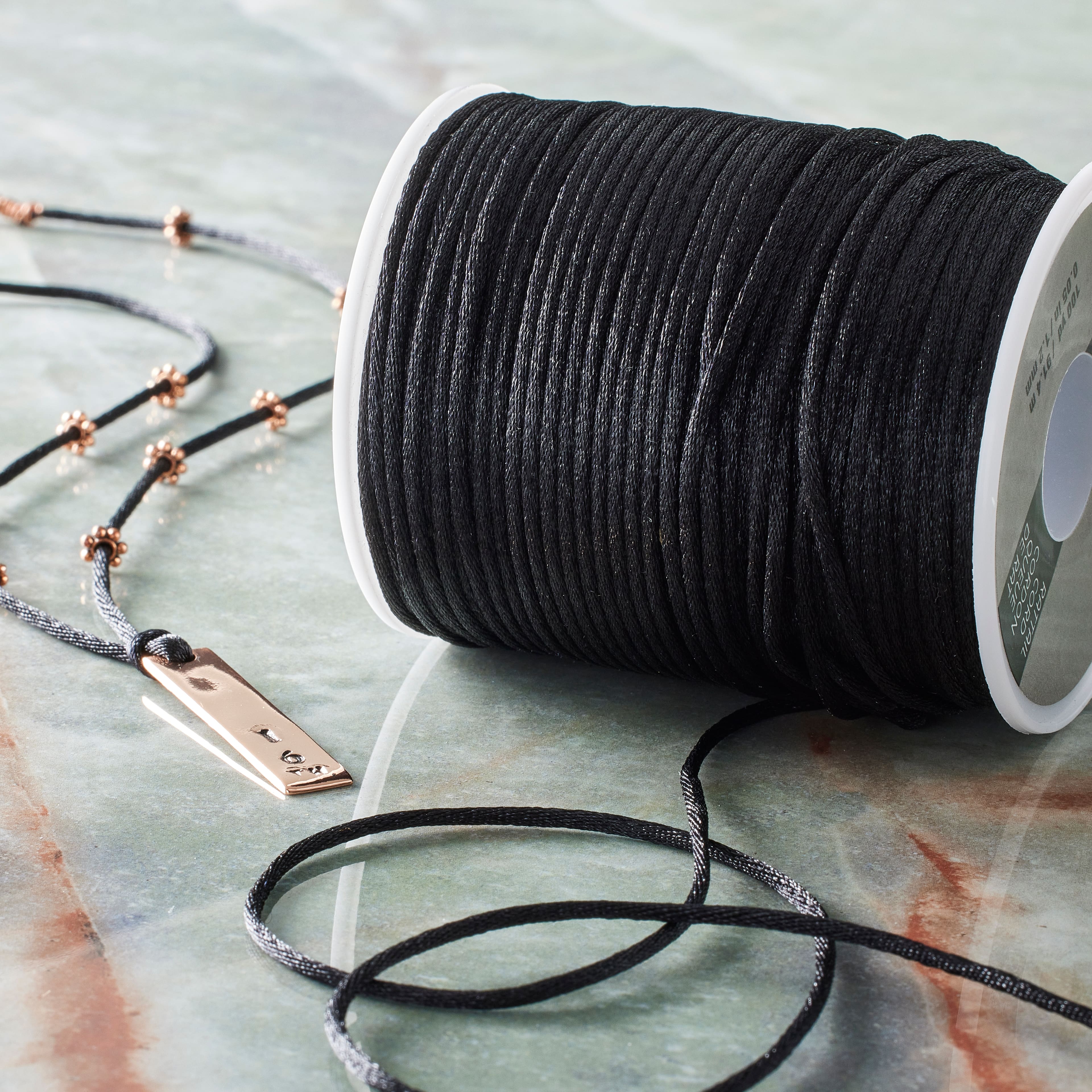 S&S Worldwide Black Rattail Jewelry Making Silk Cord, 144 Yds