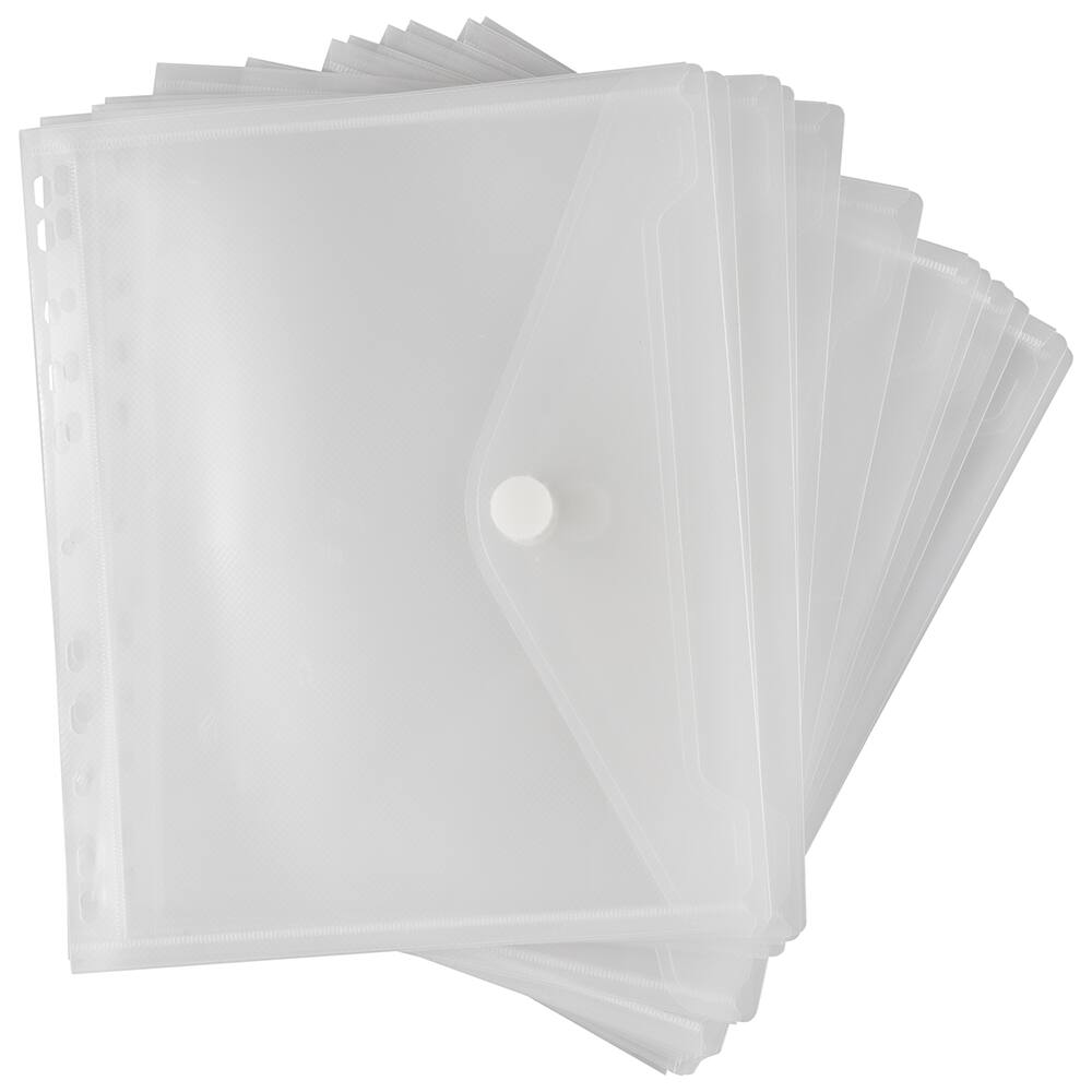 JAM Paper 8.5&#x22; x 11&#x22; Clear Plastic Hook &#x26; Loop Closure Envelopes, 12ct.
