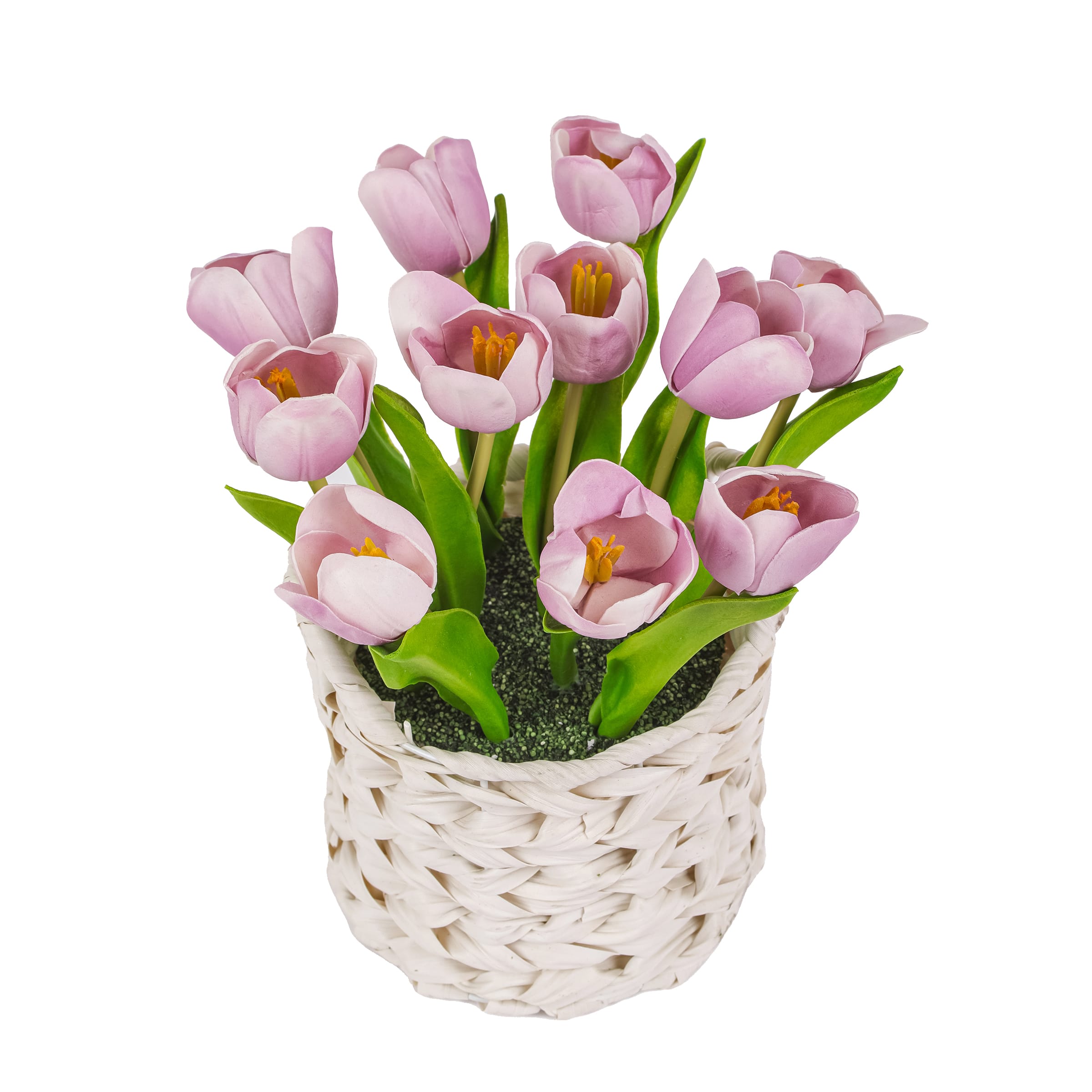 10" Tulip Bouquet in White Basket