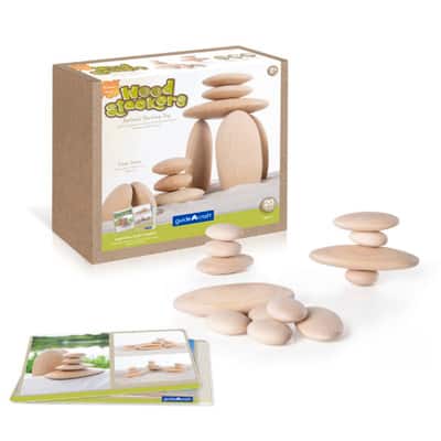 Guidecraft Wood Stackers River Stones, 20 Pieces in Natural Wood | Michaels
