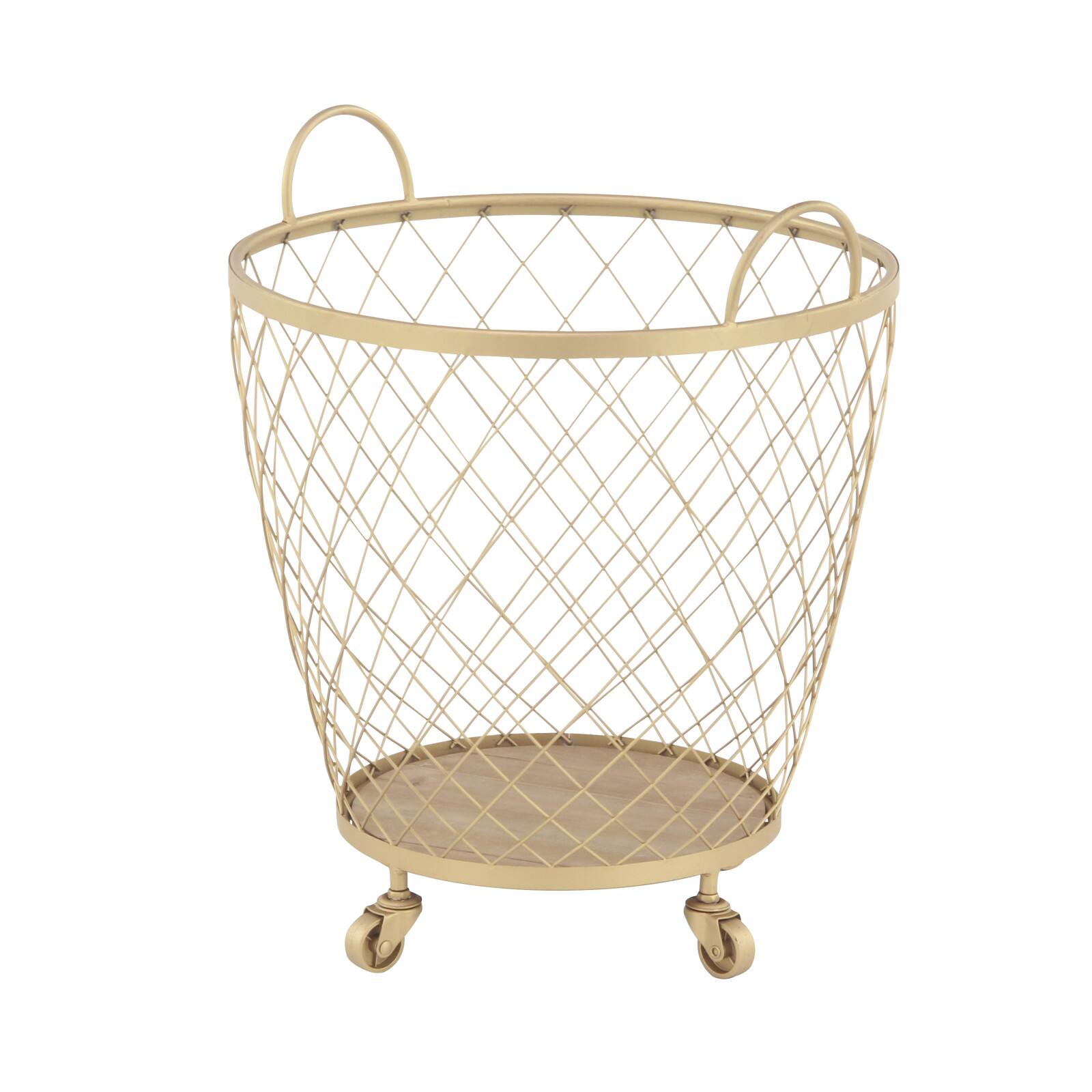 Modern Gold Metallic Rolling Basket Set