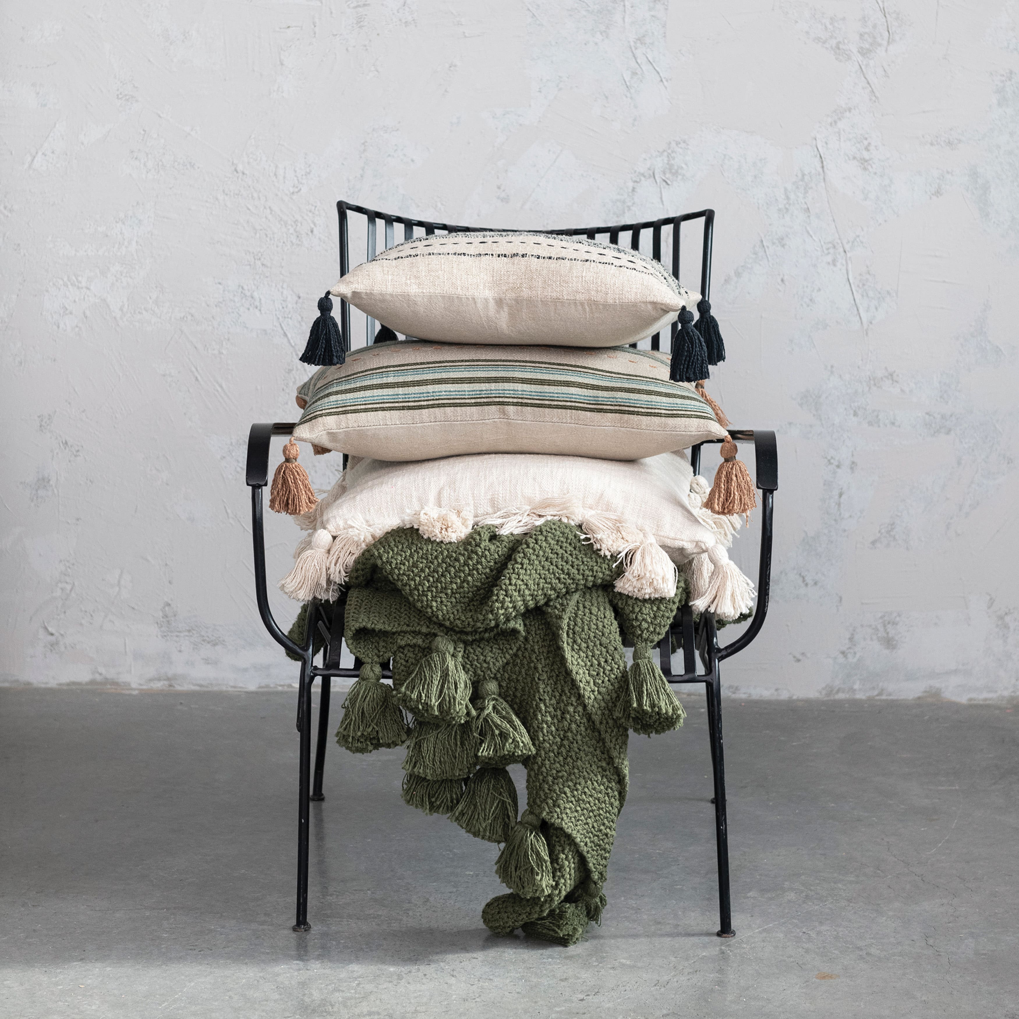 Hello Honey® Olive Green Knit Throw Blanket with Tassels