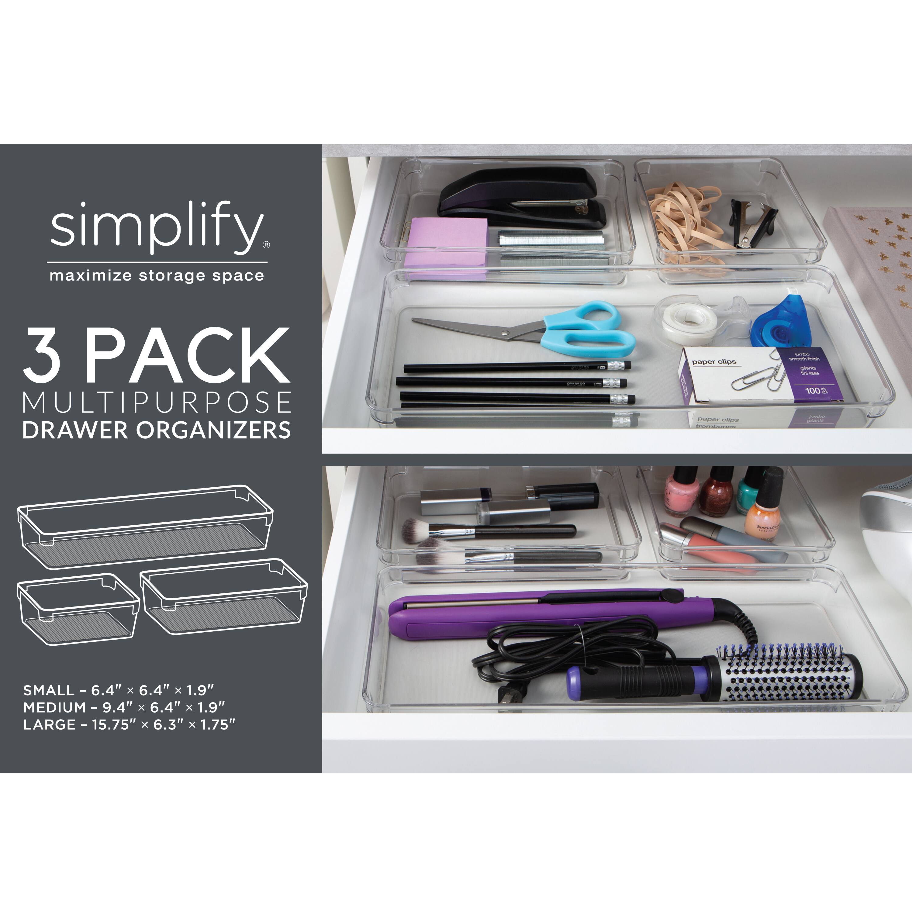 Simplify Multipurpose Drawer Organizers, 3ct.