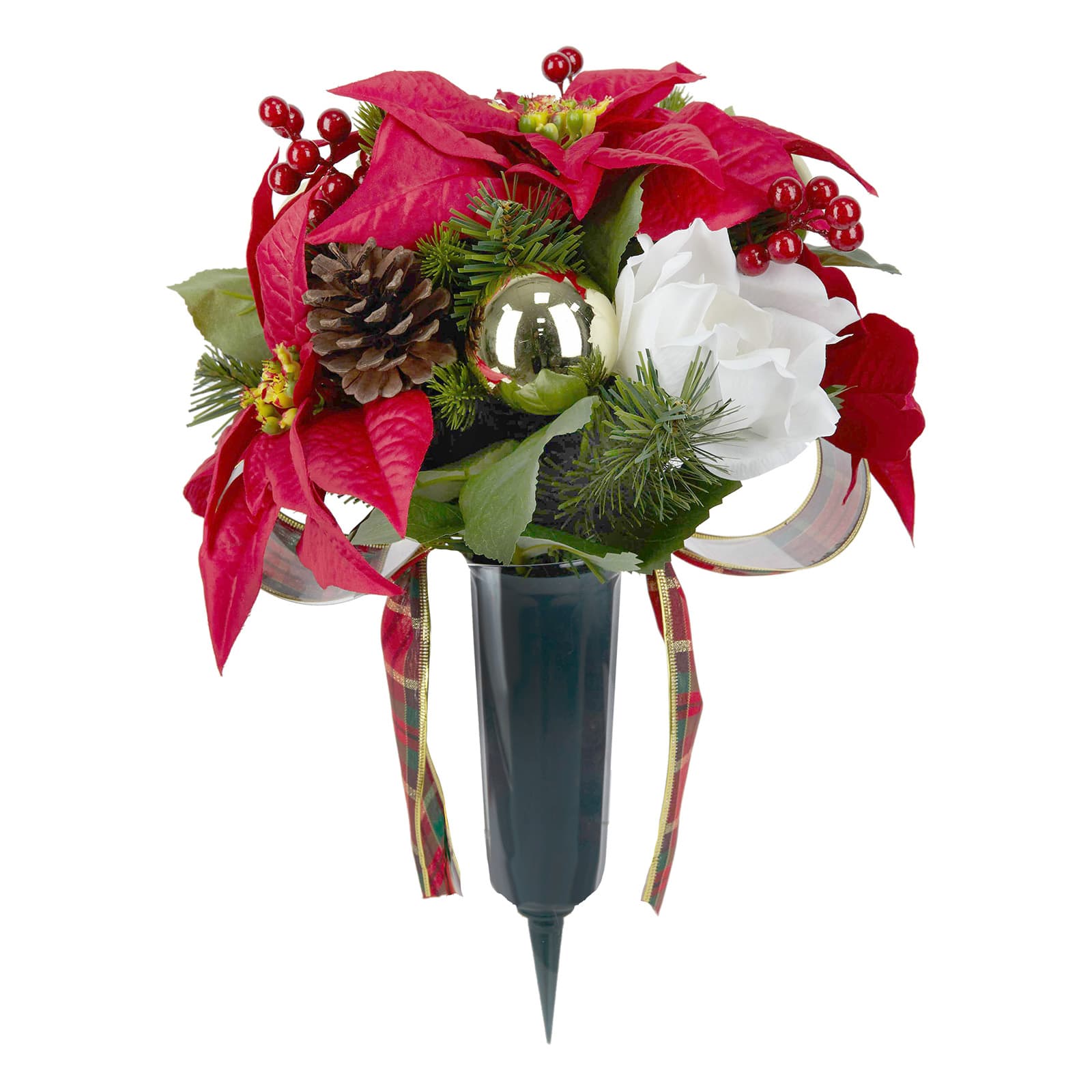 Red &#x26; White Rose &#x26; Poinsettia Remembrance Cone by Ashland&#xAE;