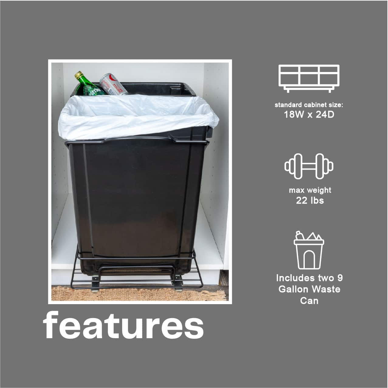 Household Essentials Glidez Slide-Out Double Trash Cans