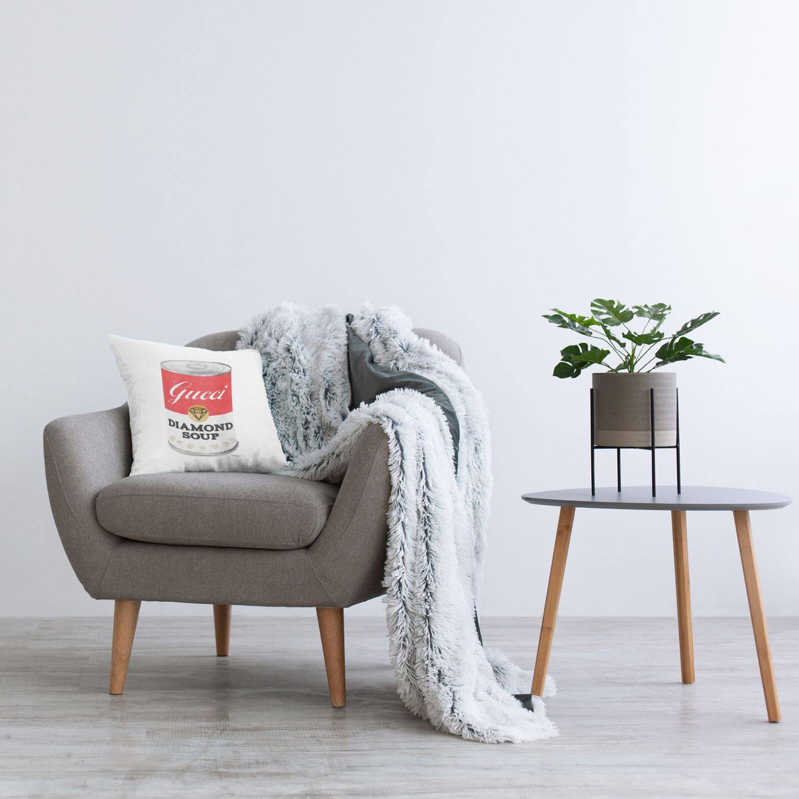 Stupell Industries Traditional Condensed Soup Can Diamond Glam Fashion Brand Throw Pillow 18" x 18"