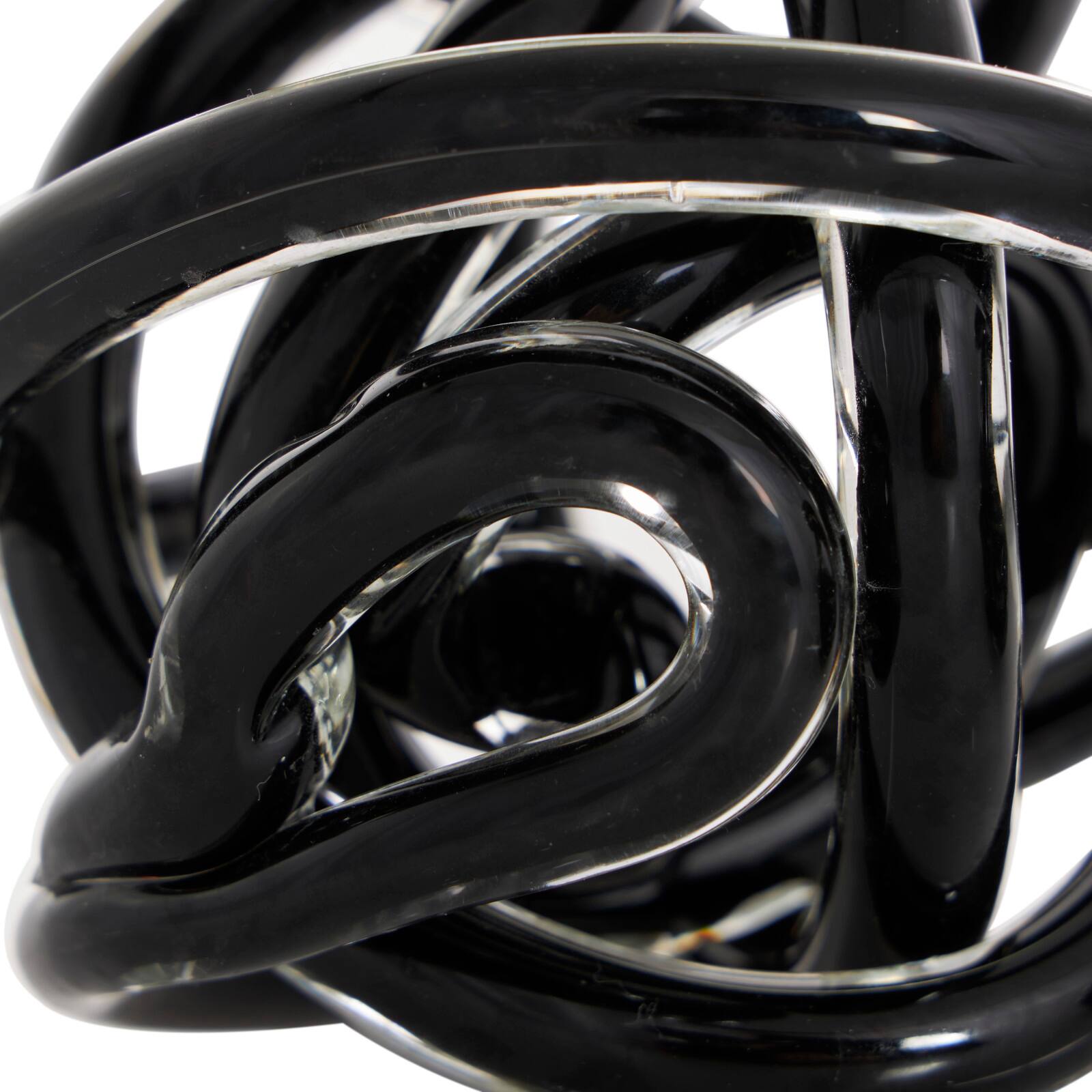 Black Knotted Ball Glass Sculpture Set