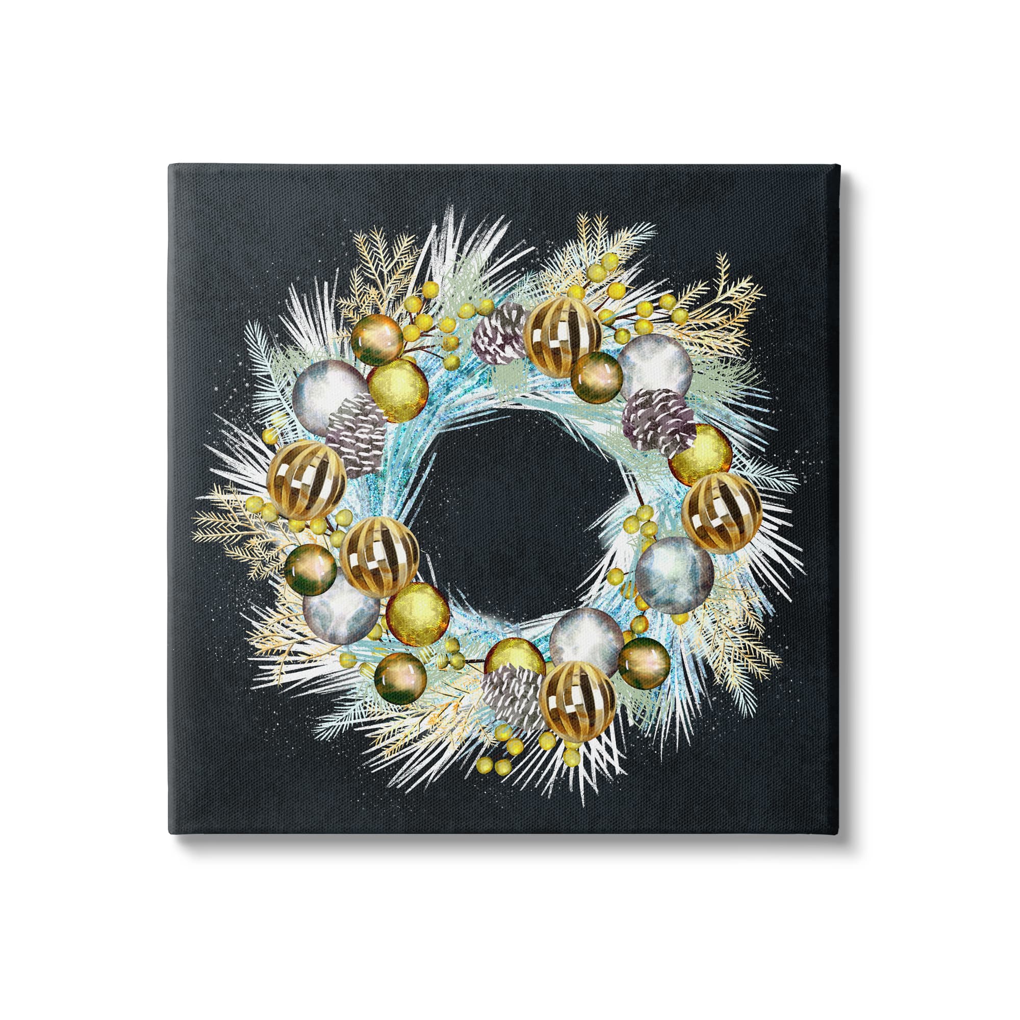 Stupell Industries Seasonal Ornaments Pine Wreath Canvas Wall Art