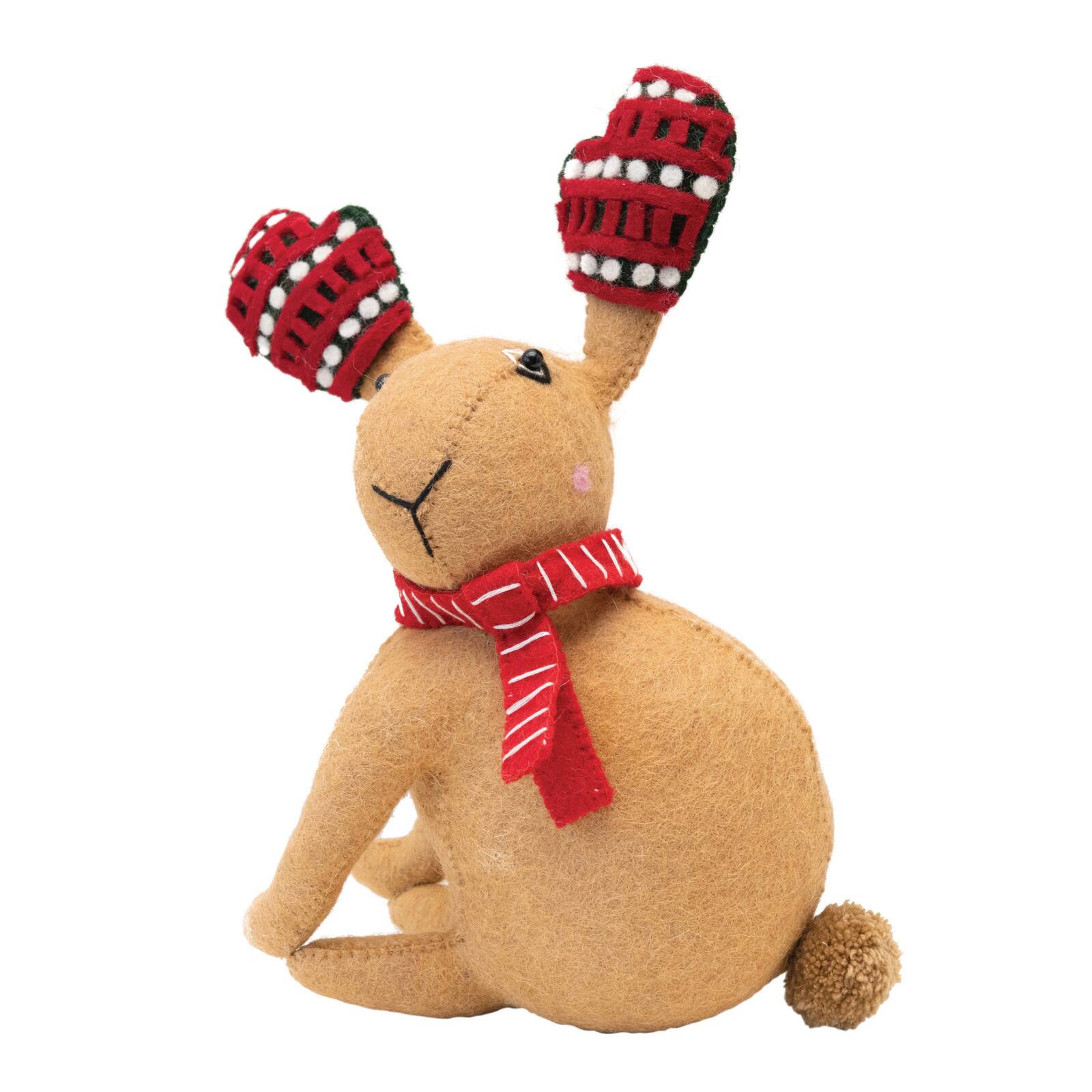 Hello Honey® 14.5" Wool Felt Bunny Tree Topper with Scarf & Gloves