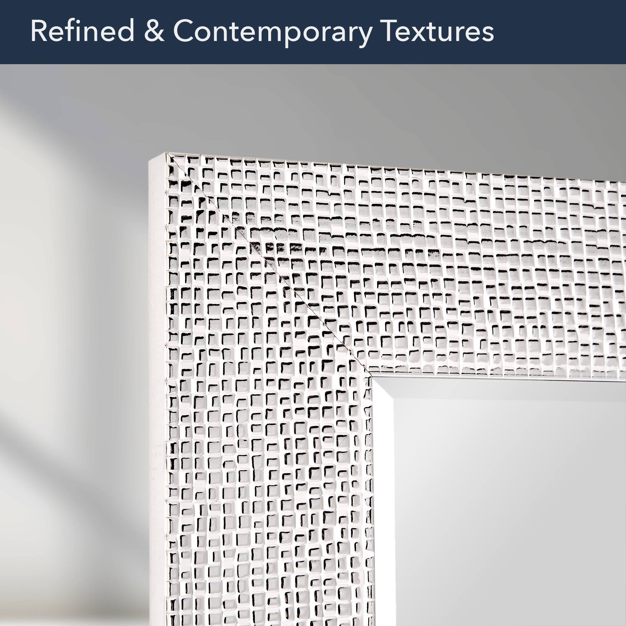 Head West Micro Square Tiled White & Chrome Beveled 27.5" x 33.5" Framed Accent Vanity Mirror