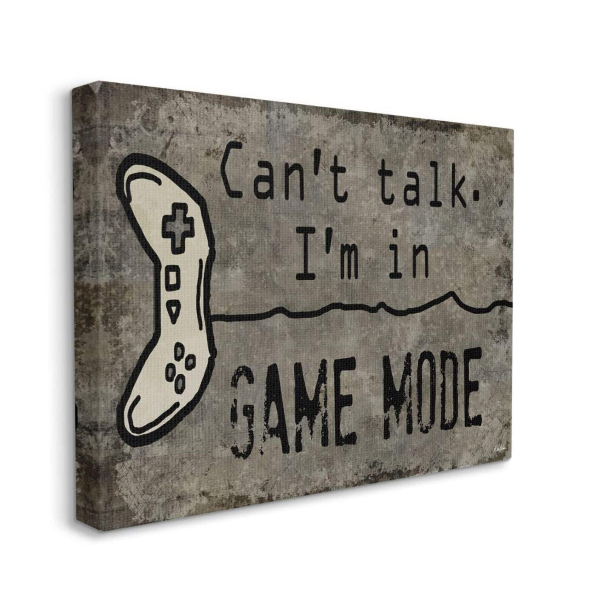 Stupell Industries Can't Talk Game Mode Quote Brown Controller Canvas Wall Art