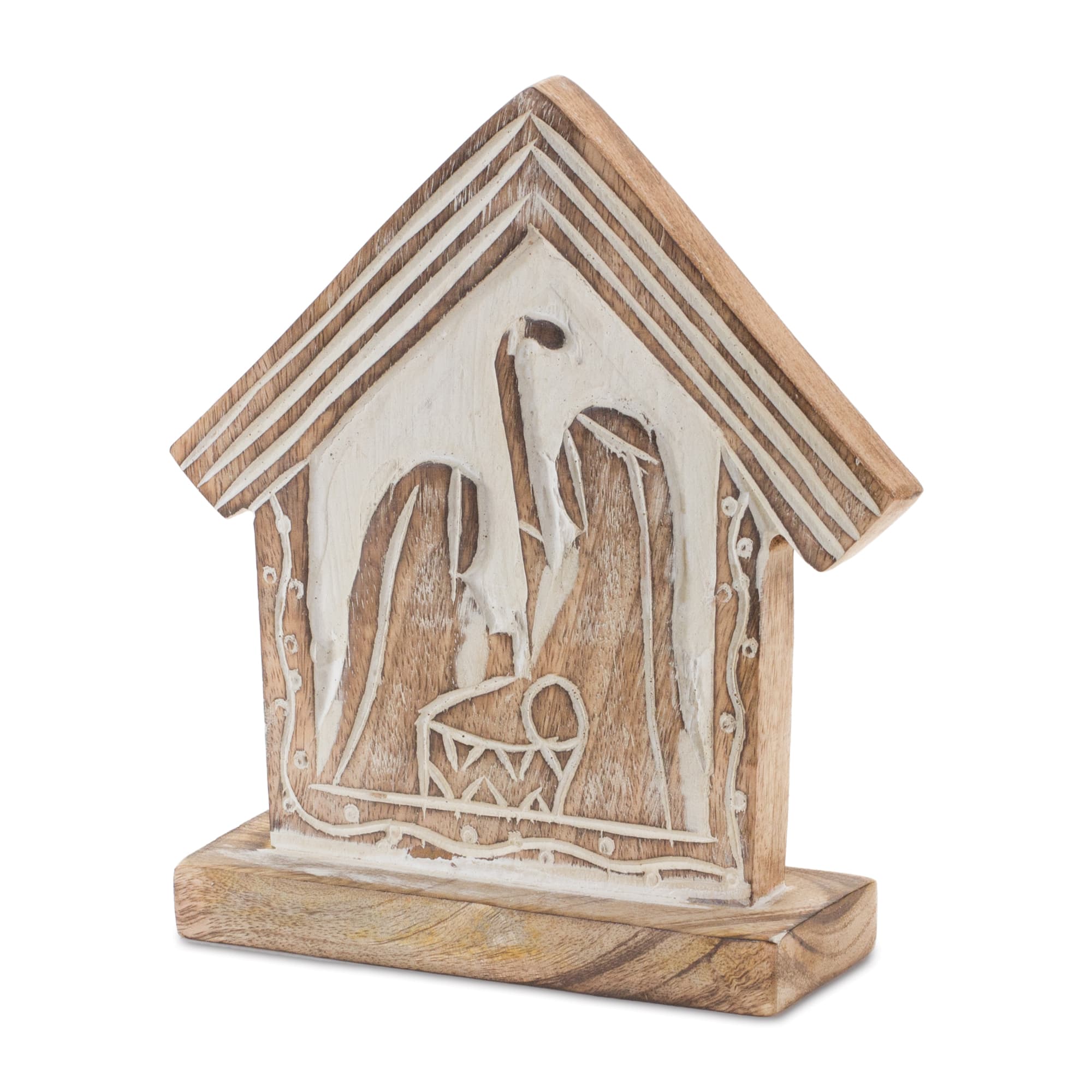 7&#x22; Carved Holy Family Nativity Barn, 2ct.