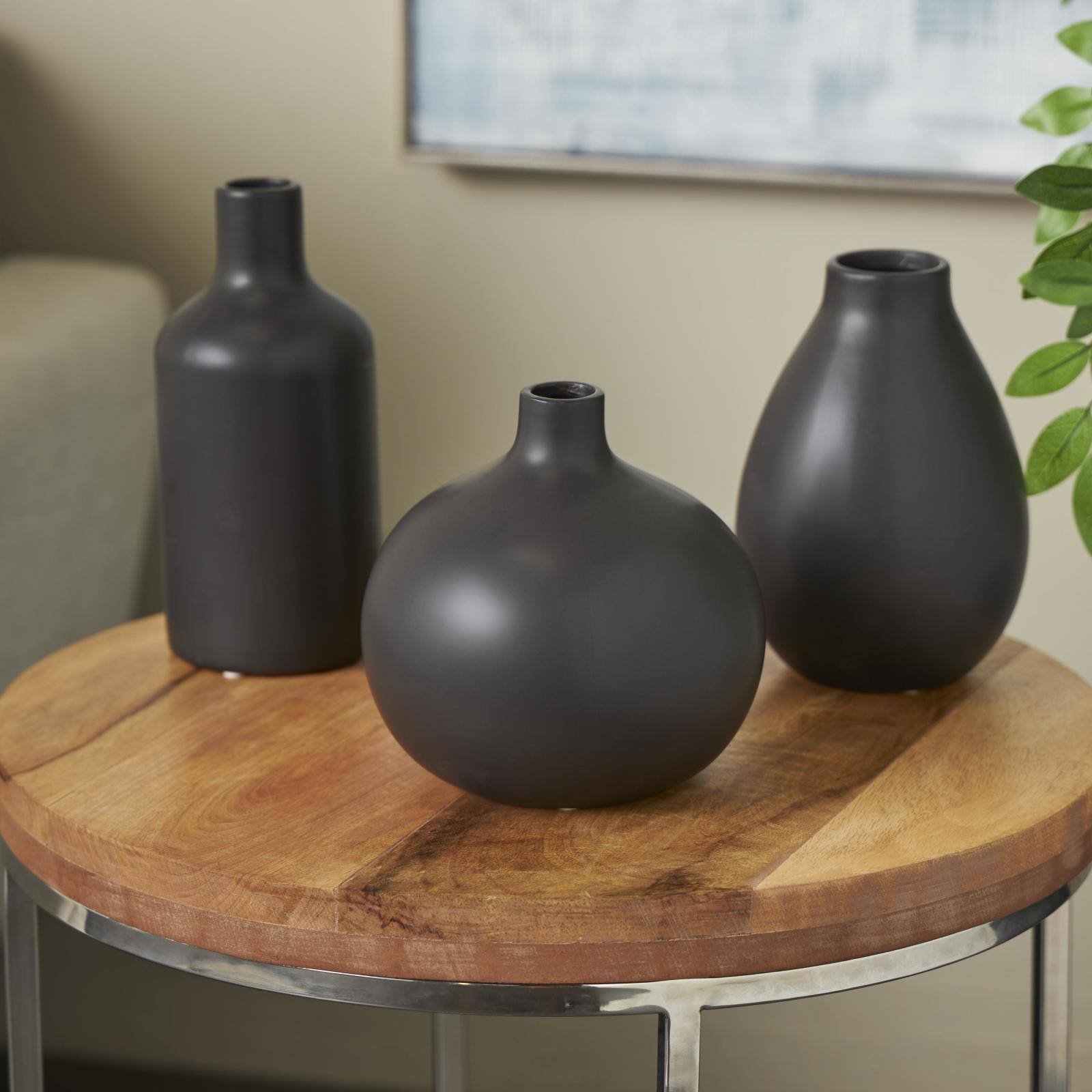 Black Minimal Ceramic Vase Set