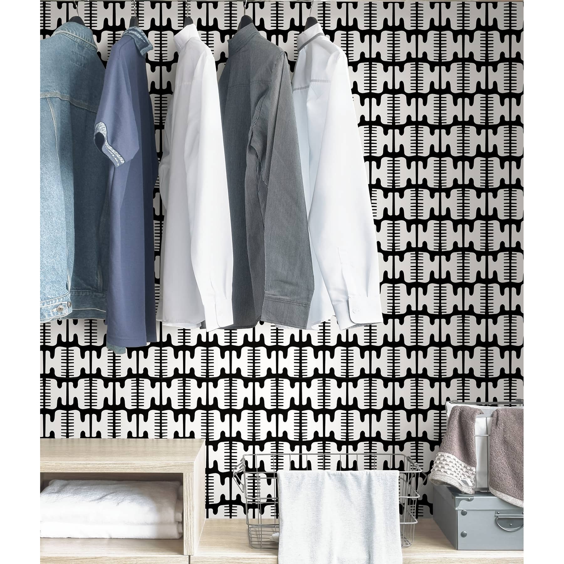 NuWallpaper Black Pepper Paperie Shift Peel &#x26; Stick Wallpaper