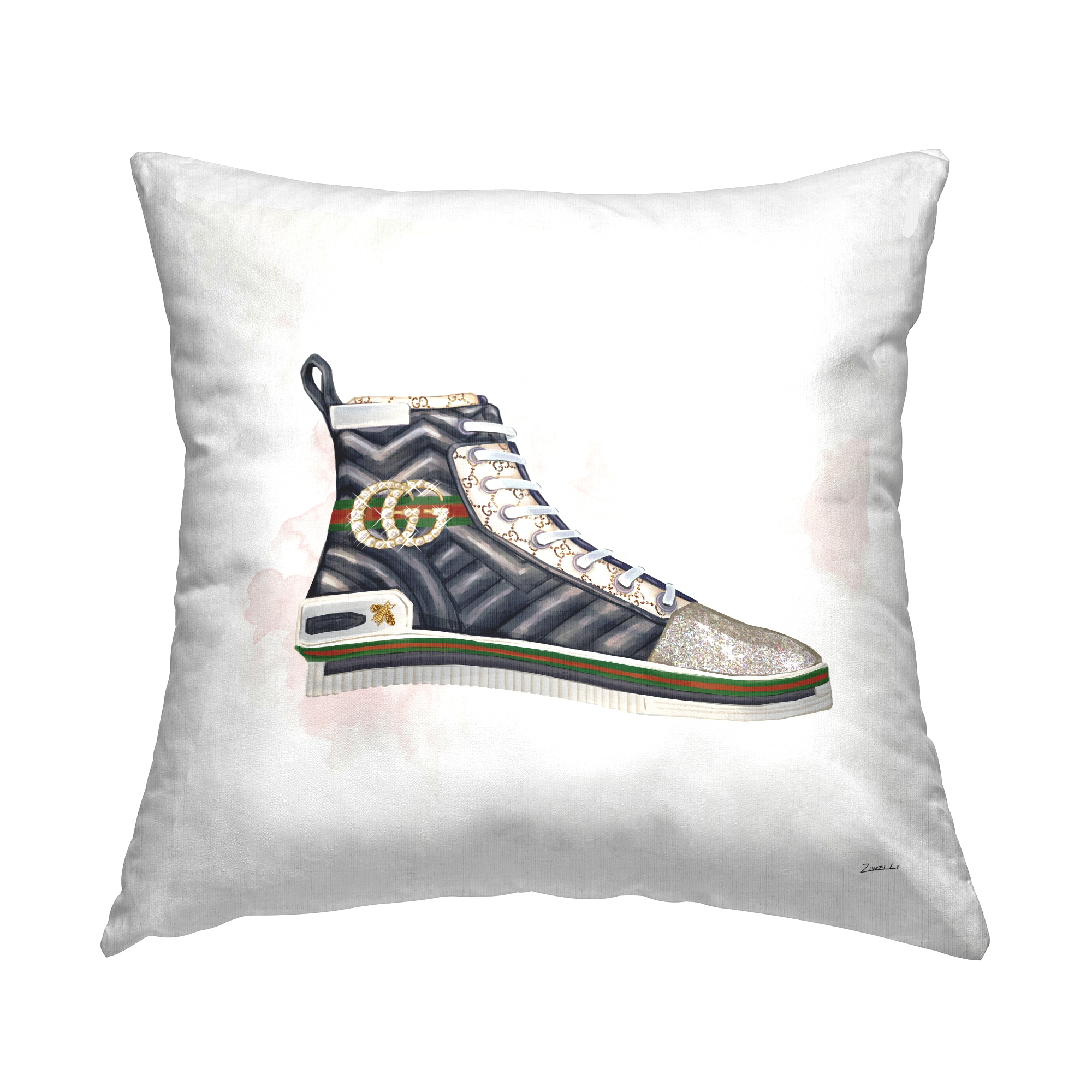 Stupell Industries Fashion Forward Pleated Sneaker Designer Glam Style Throw Pillow 18" x 18"