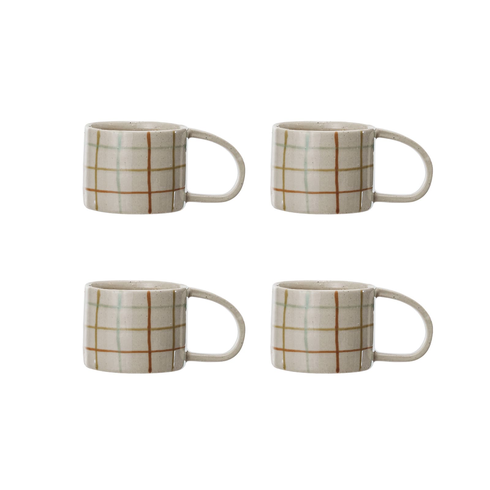 Hello Honey&#xAE; 12oz. Multicolor Stoneware Mugs with Checkered Pattern, 4ct.
