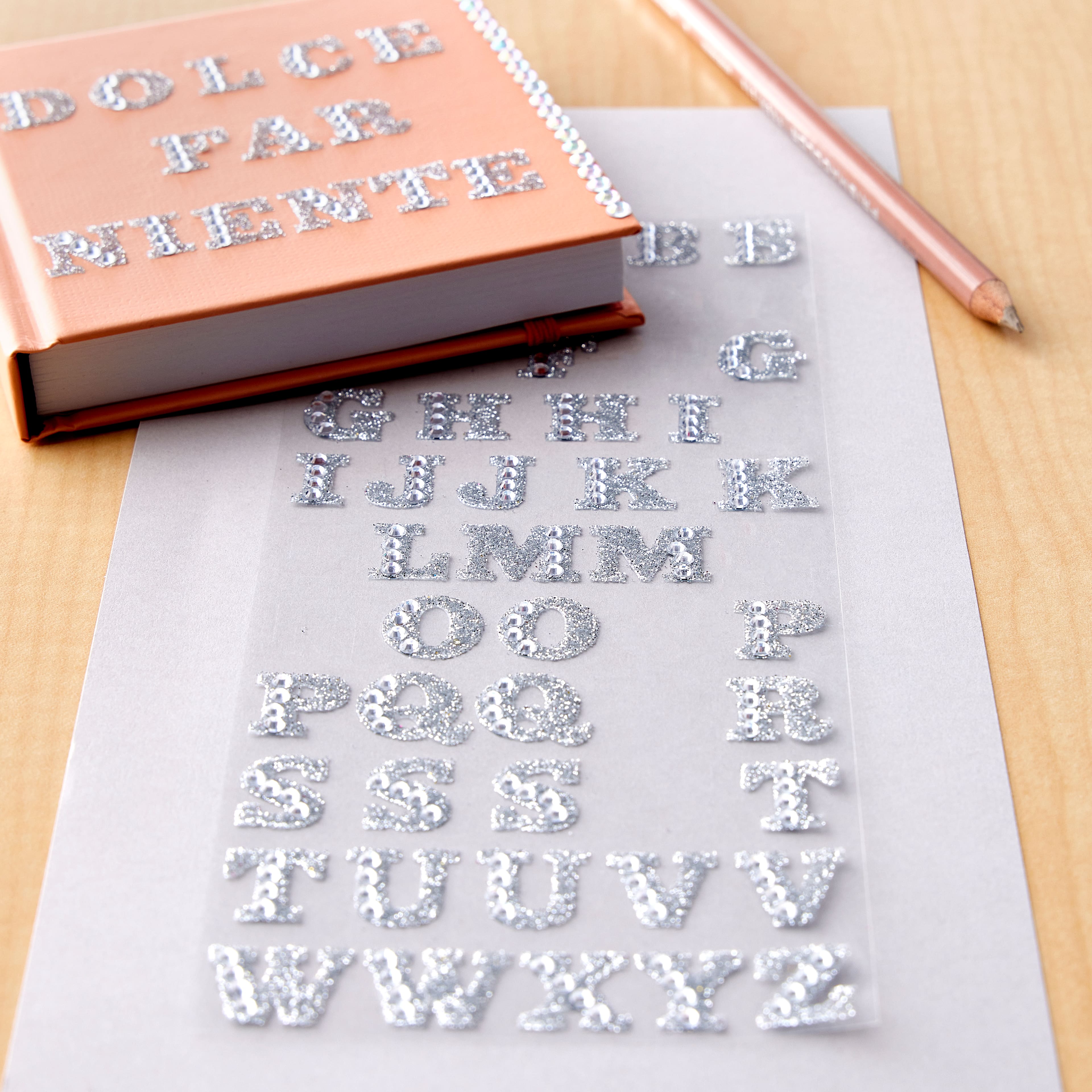 Silver Glitter Rhinestone Alphabet Stickers by Recollections™