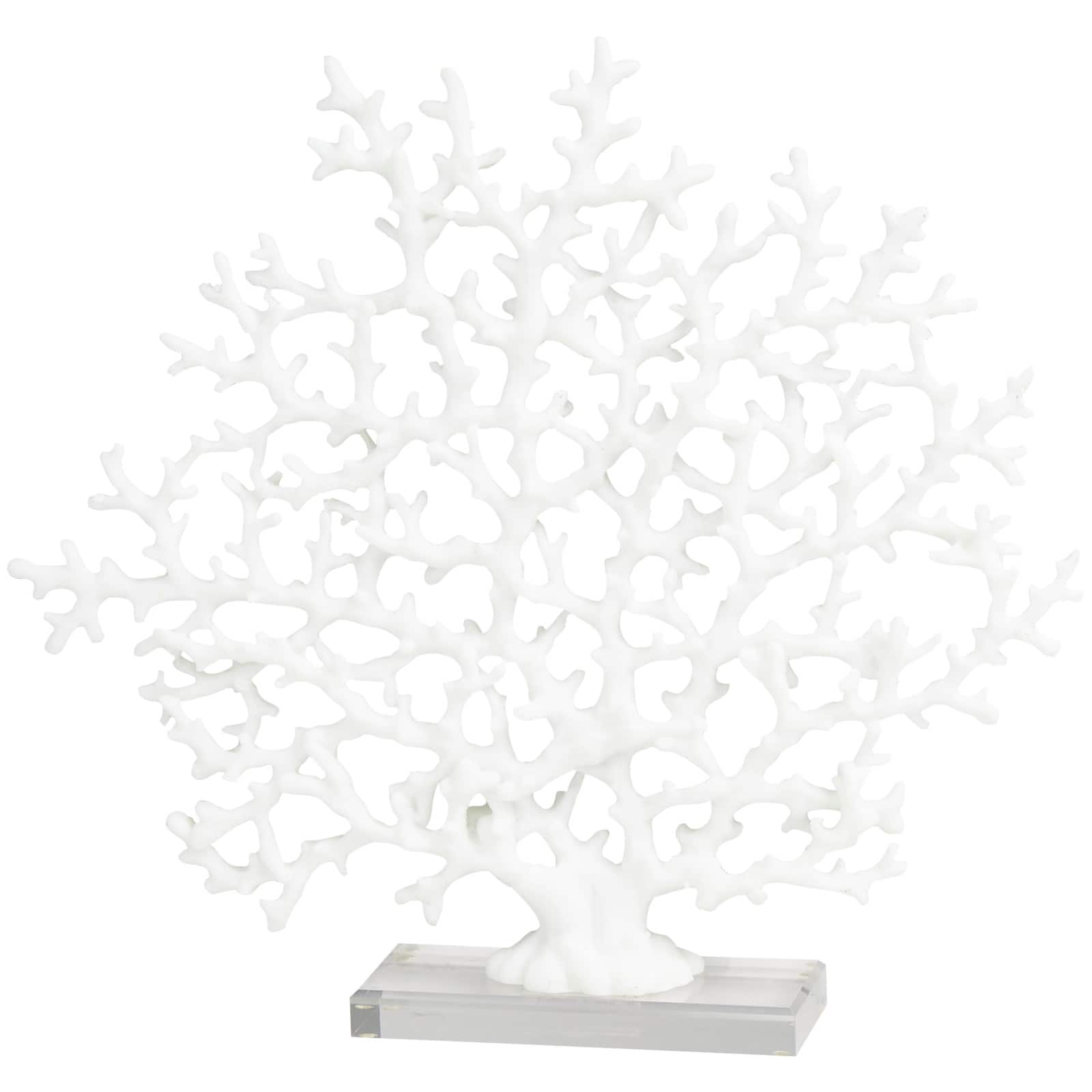 16.75&#x22; White Coral Sculpture D&#xE9;cor with Clear Base