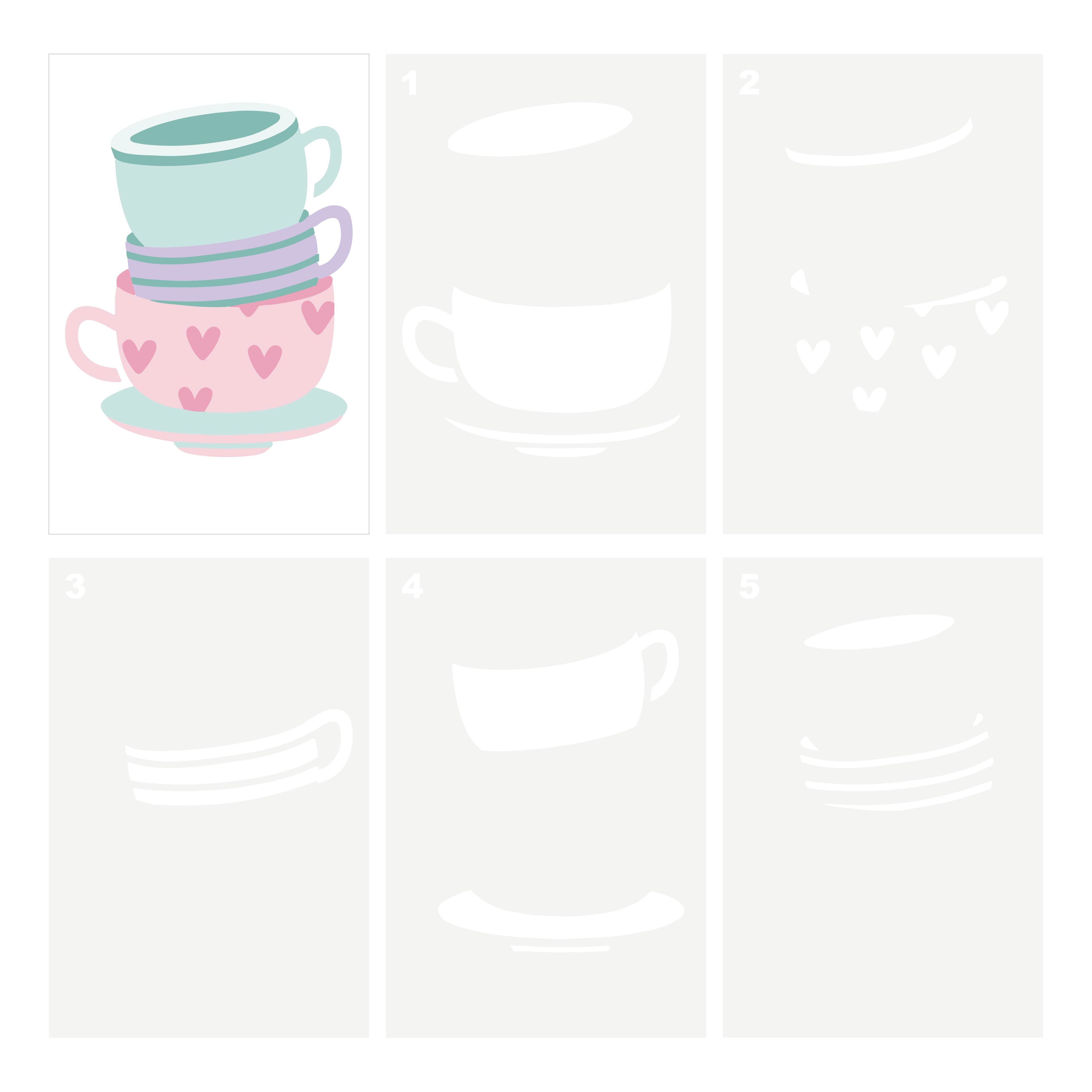 Stacked Tea Cups Layering Stencils by Recollections&#x2122;