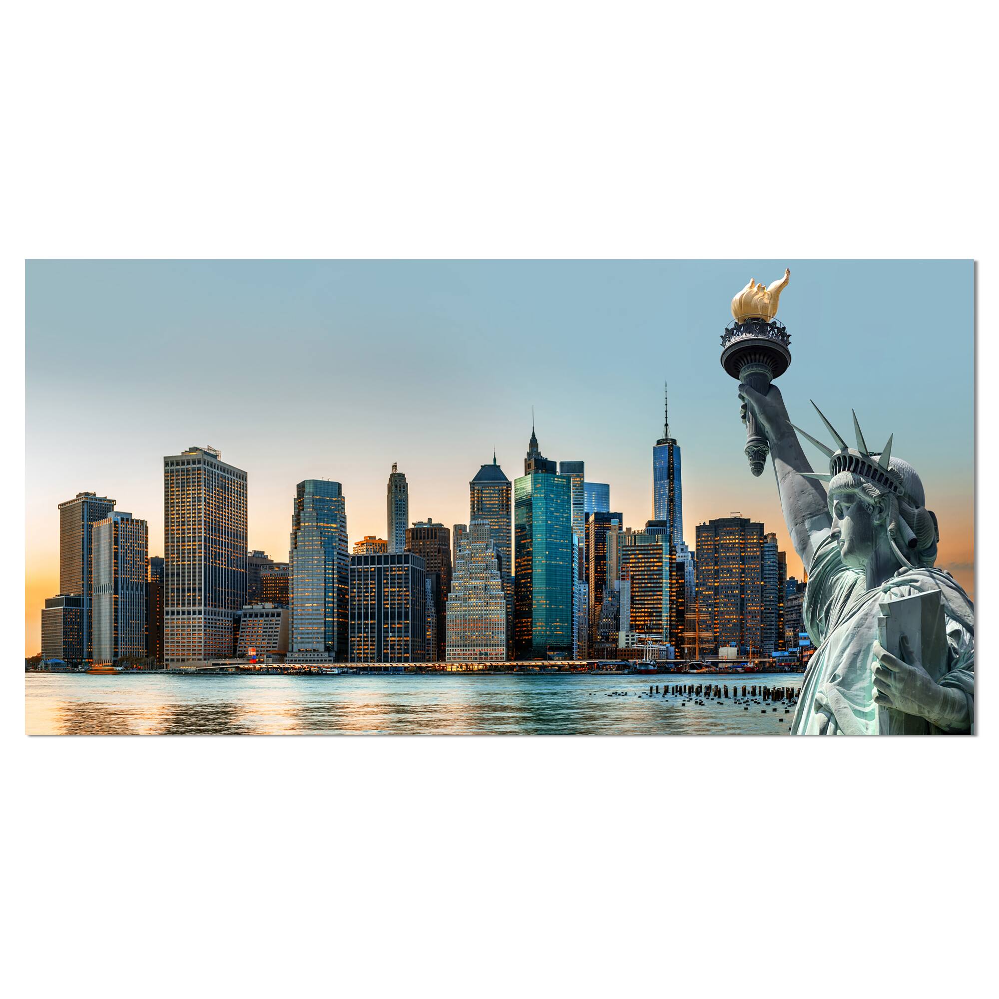 Designart - New York City Skyline Panorama - Photography Canvas Art Print