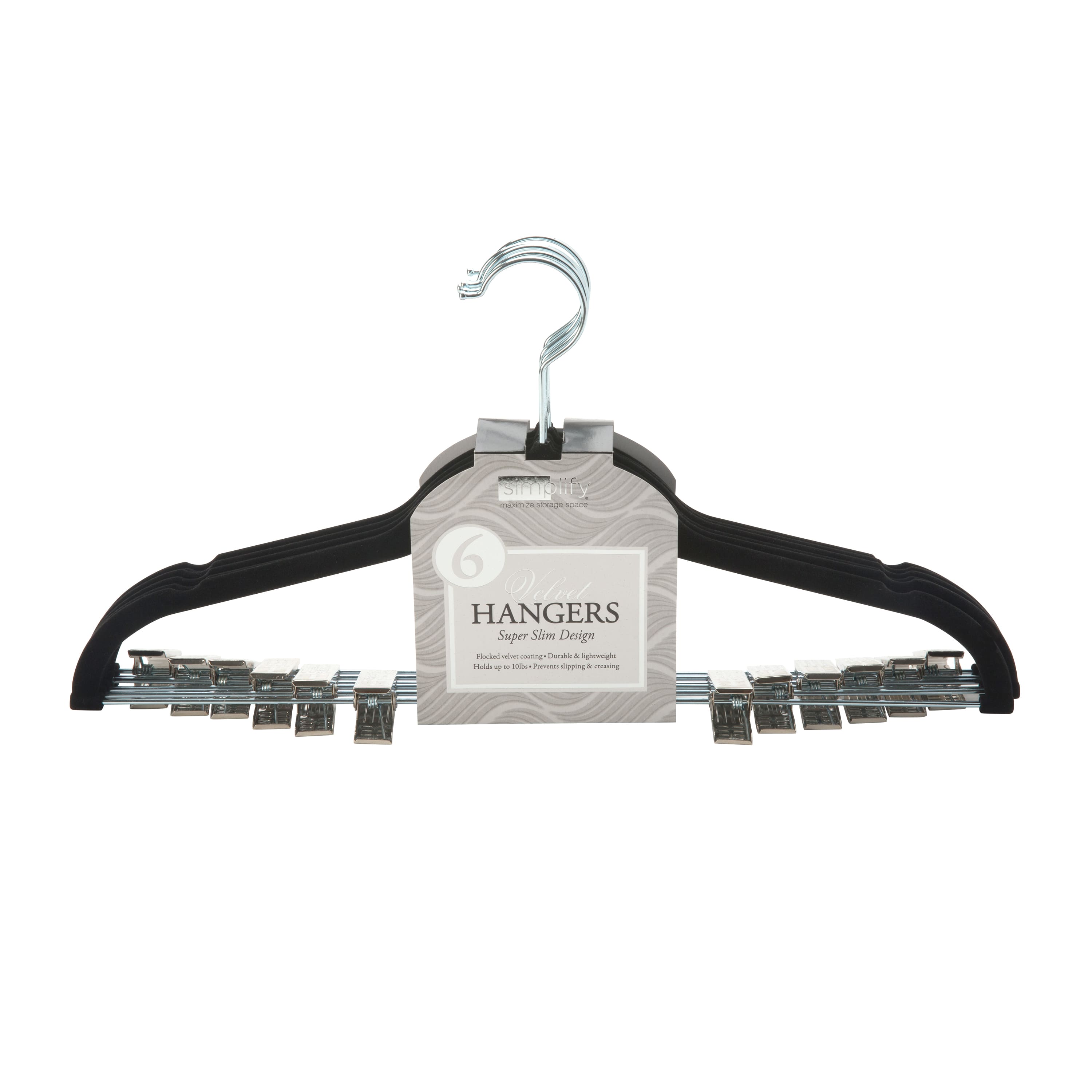 Simplify Slim Velvet Hangers with Clips, 6ct.