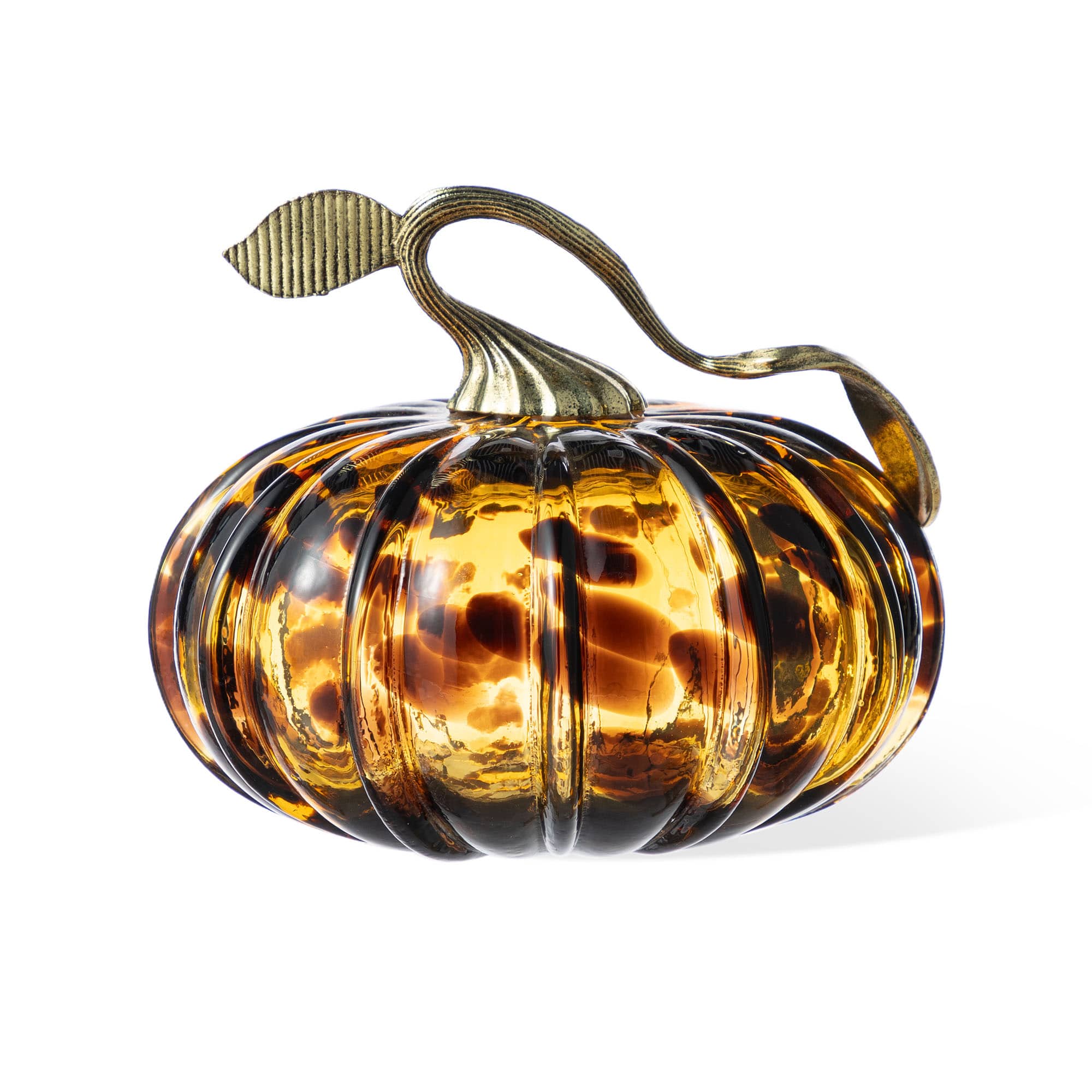 Glitzhome&#xAE; Amber Dots Glass Pumpkin