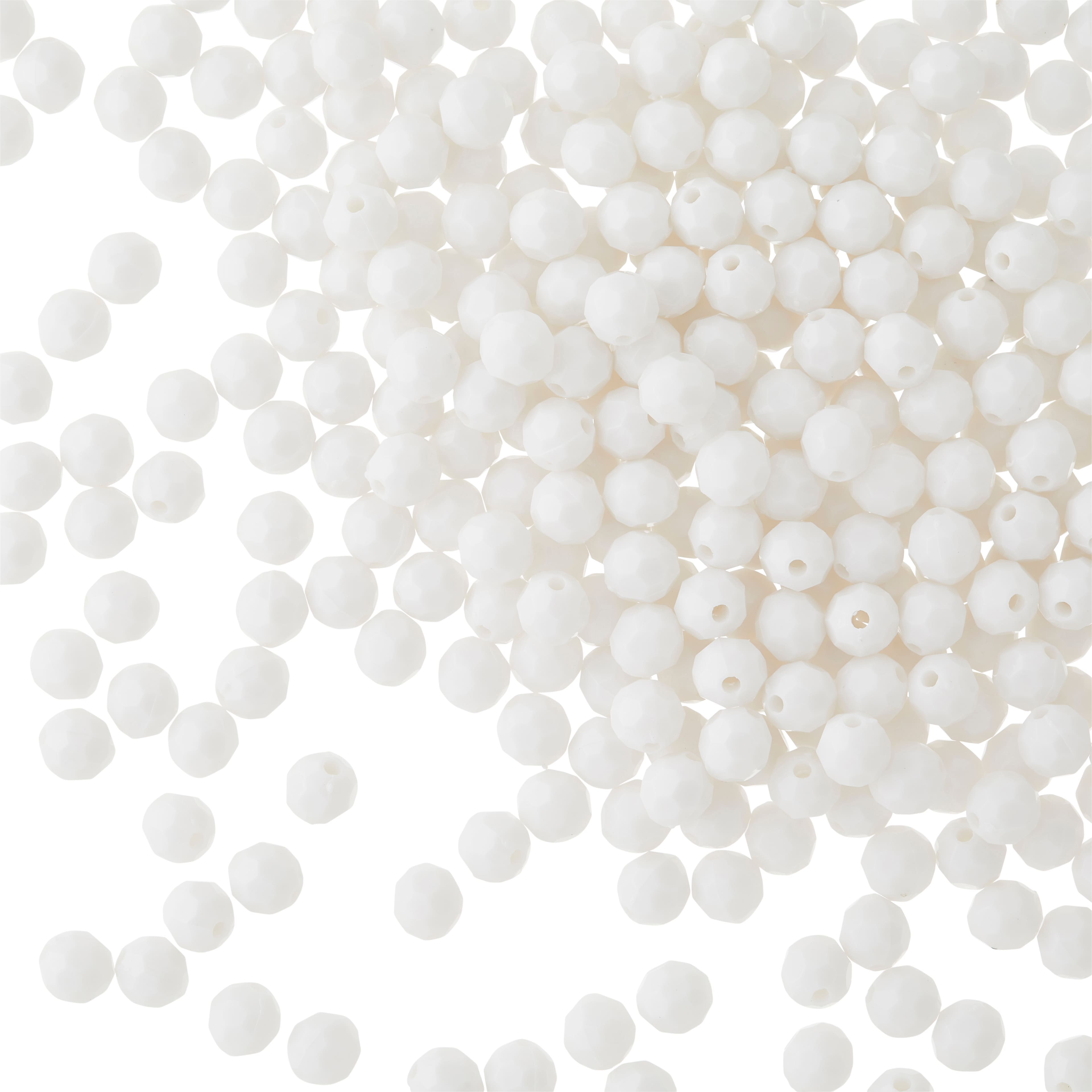 12 Pack: White Faceted Acrylic Round Craft Beads by Bead Landing™, 8mm