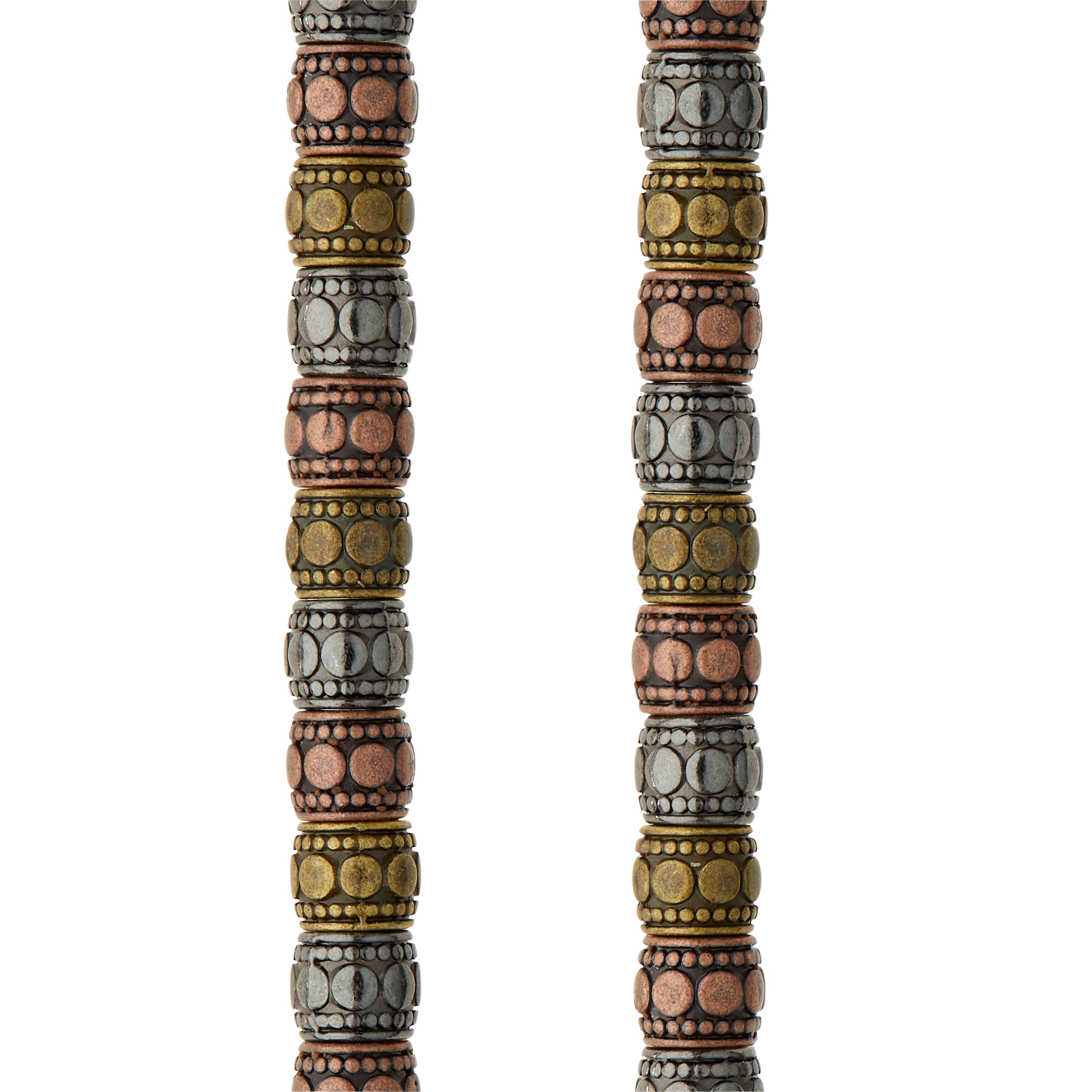 12 Pack: Carved Metal Tube Beads, 7mm by Bead Landing&#x2122;