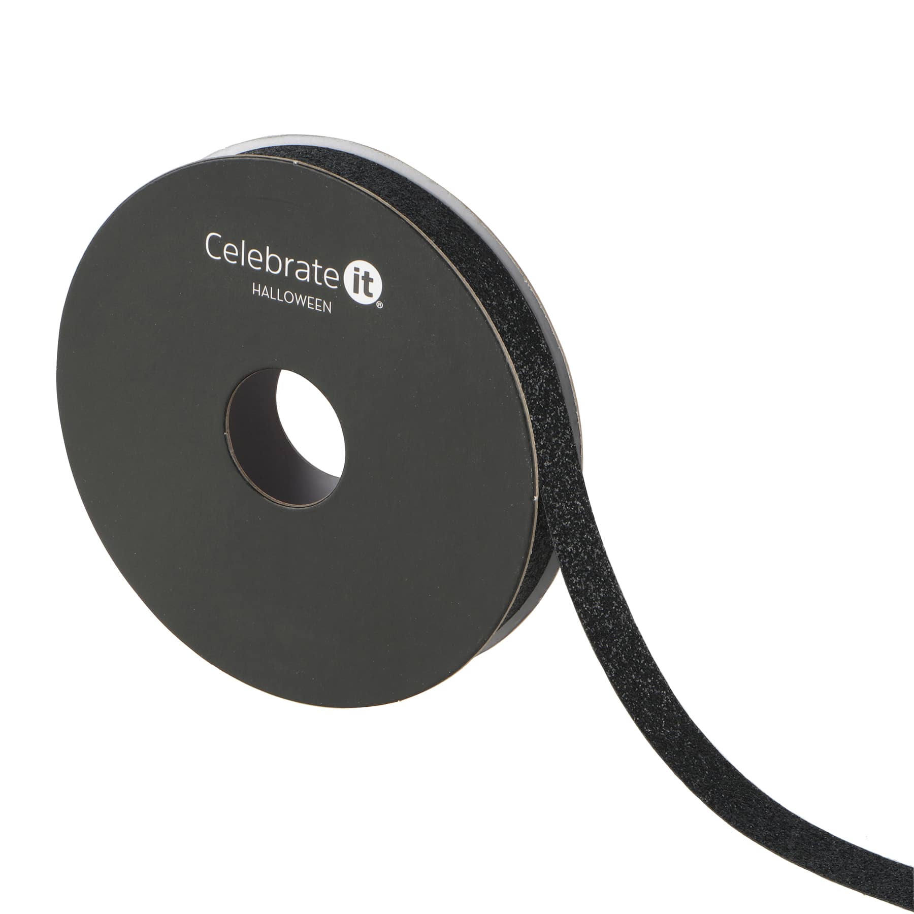 3/8&#x22; x 4yd. Black Glitter Ribbon by Celebrate It&#xAE; Halloween