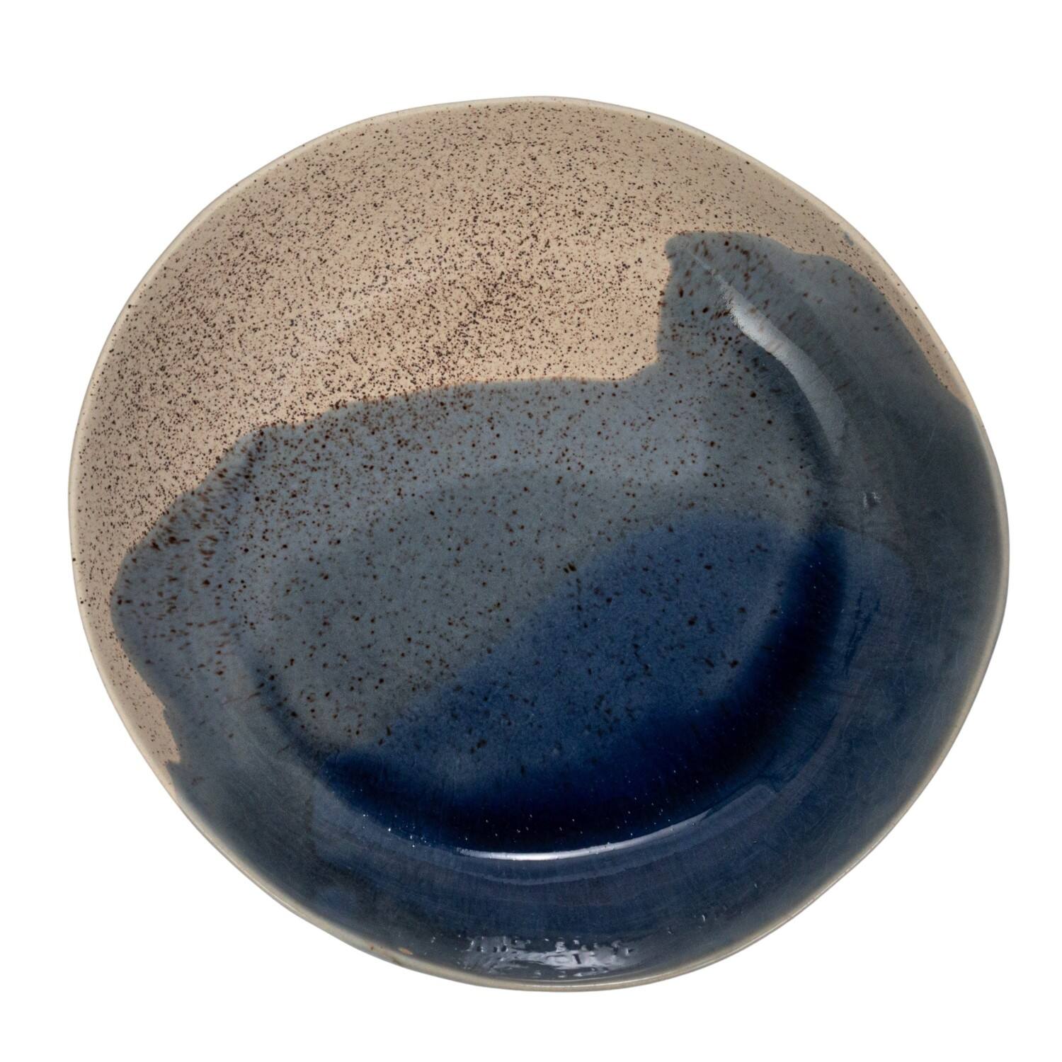 Hello Honey® 11" Blue & Cream Crackle Glaze Large Stoneware Serving Bowl