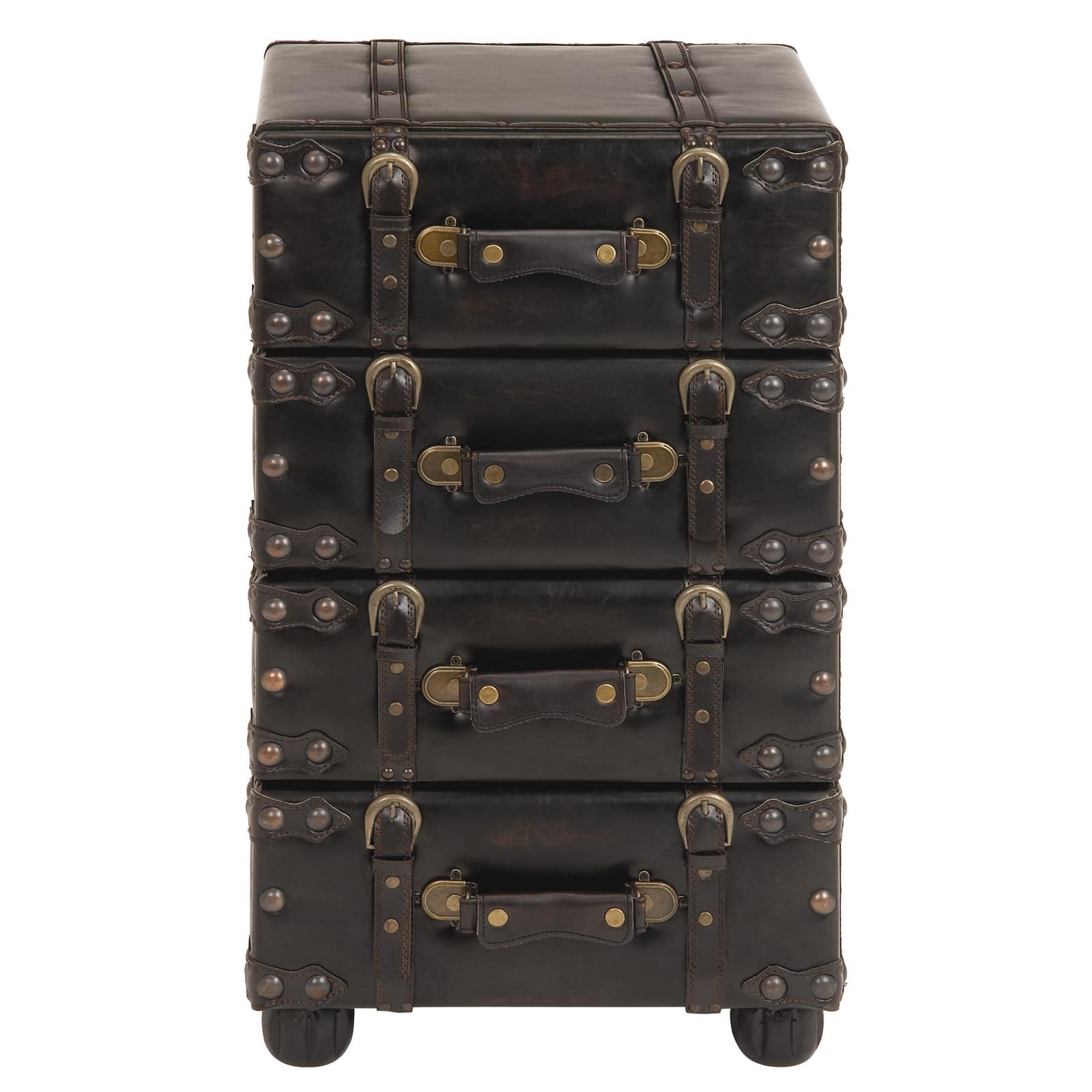 28&#x22; Black Faux Leather Traditional Chest