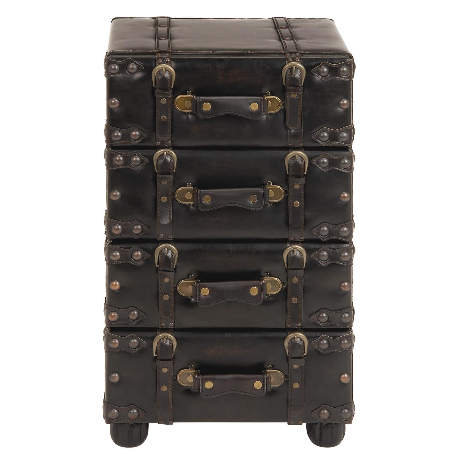 28" Black Faux Leather Traditional Chest
