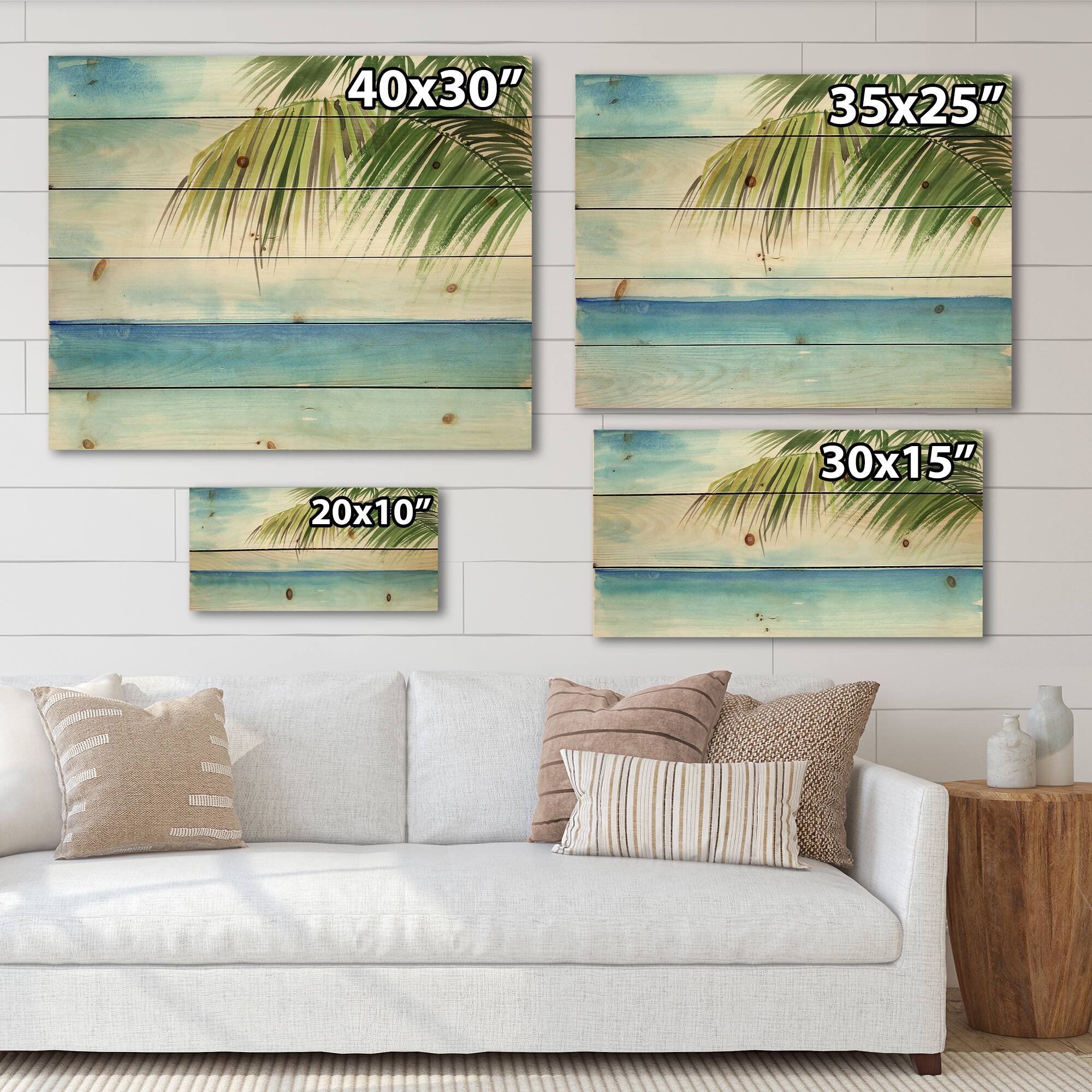 Designart - Palm Beach Resort At Dawn III - Nautical & Coastal Print on Natural Pine Wood