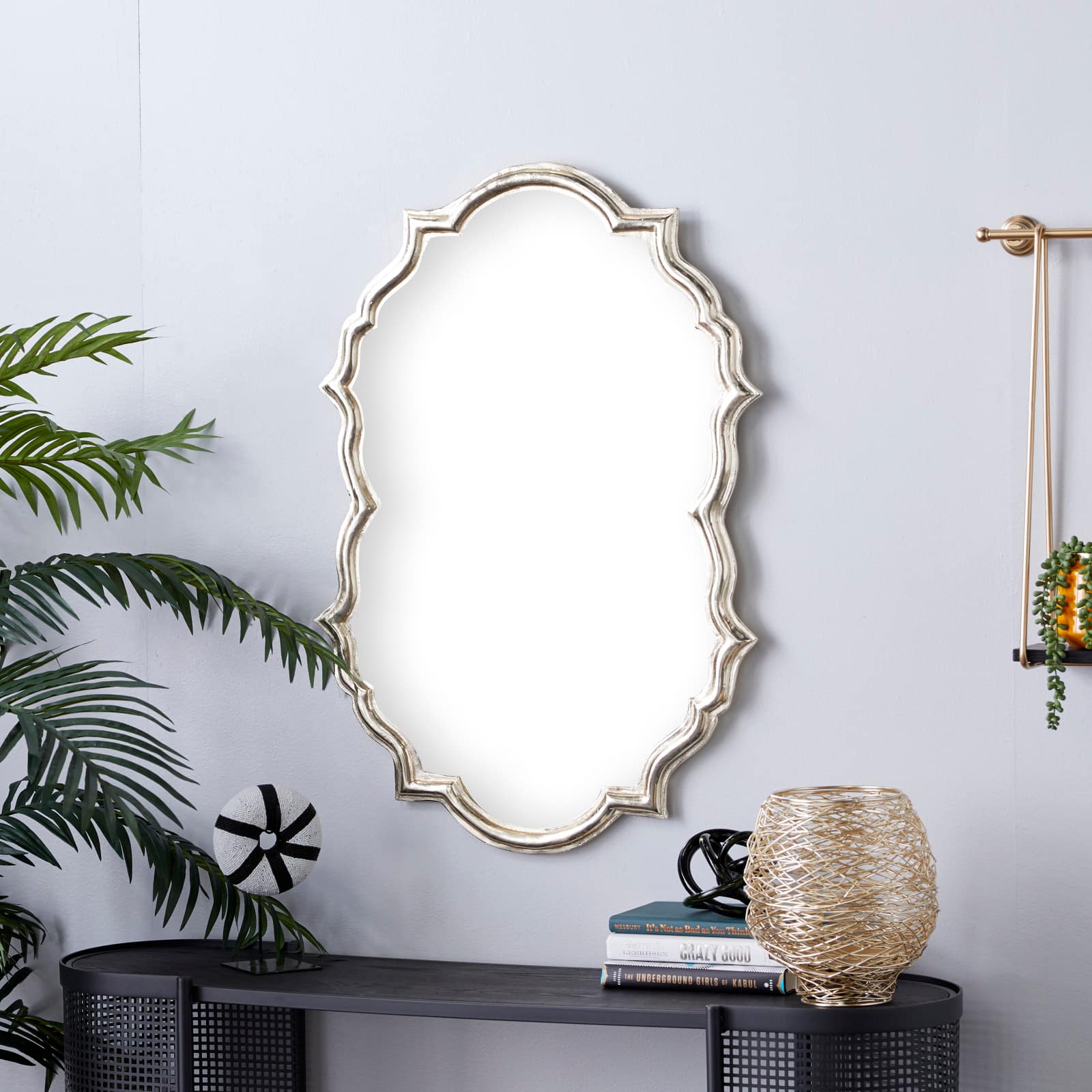 Gold Aluminum Contemporary Wall Mirror, 36&#x22; x 25&#x22; x 2&#x22;
