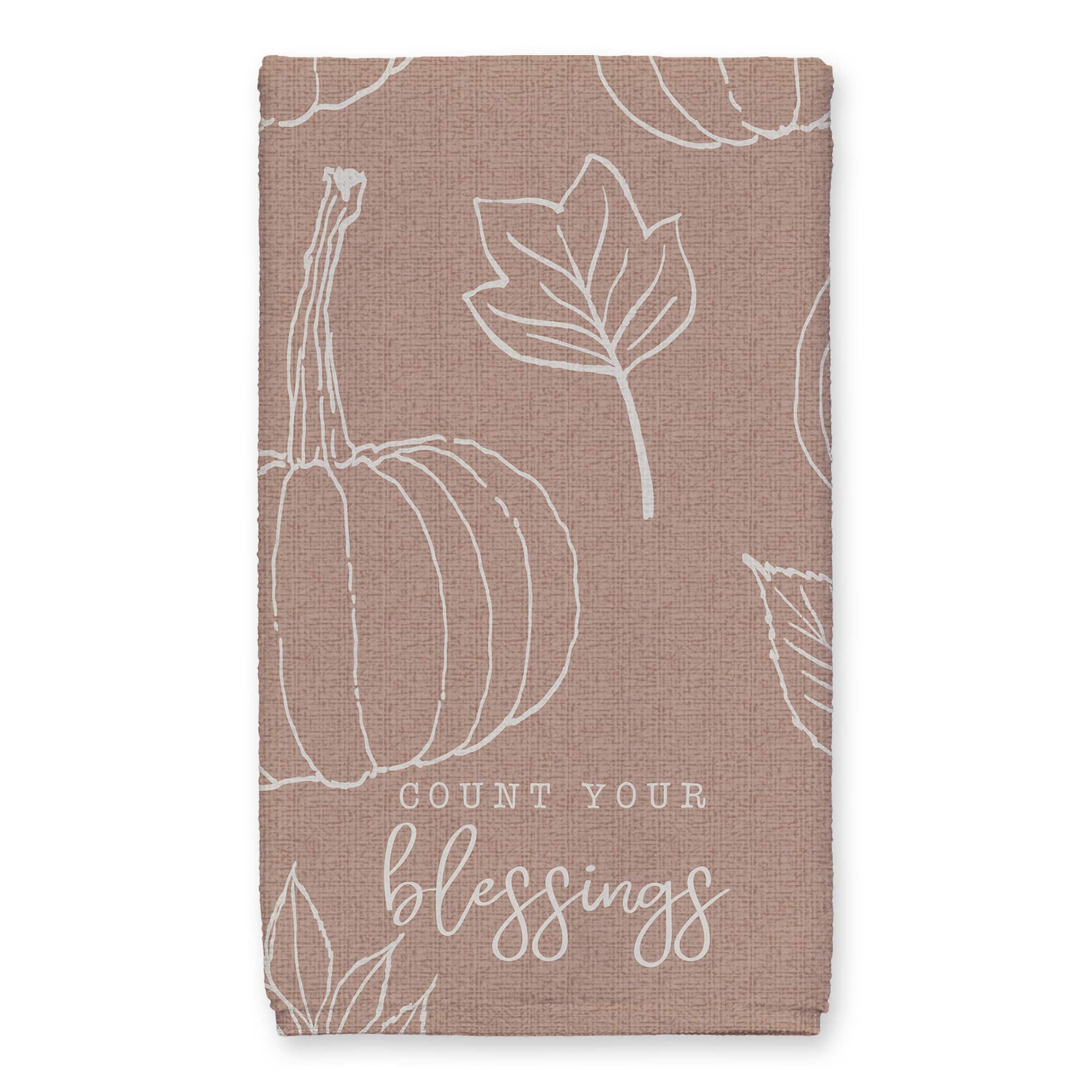 Count Your Blessings Dusty Rose Pumpkin Tea Towel Set