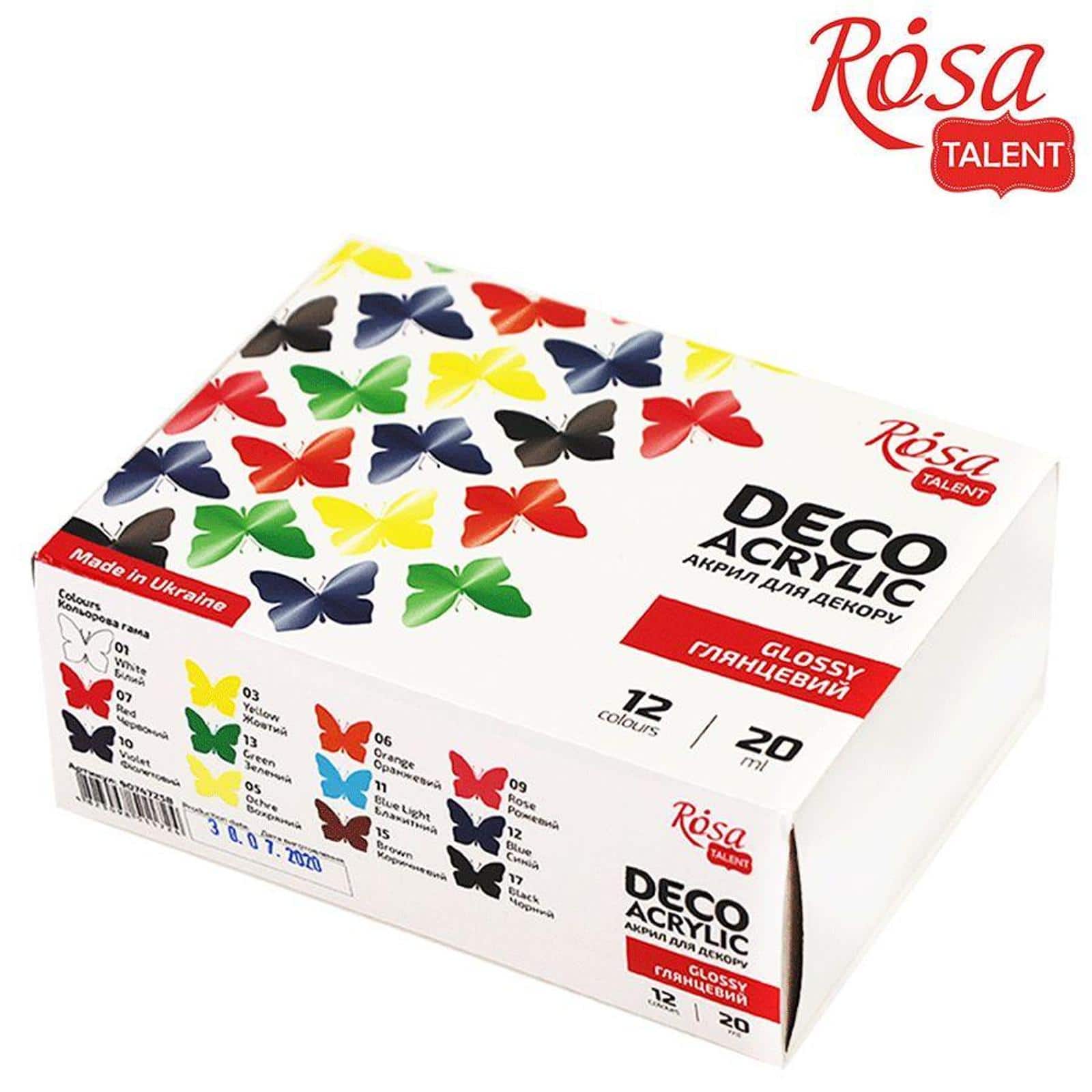 Rosa Talent Deco 12 Color Glossy Acrylic Paint Set