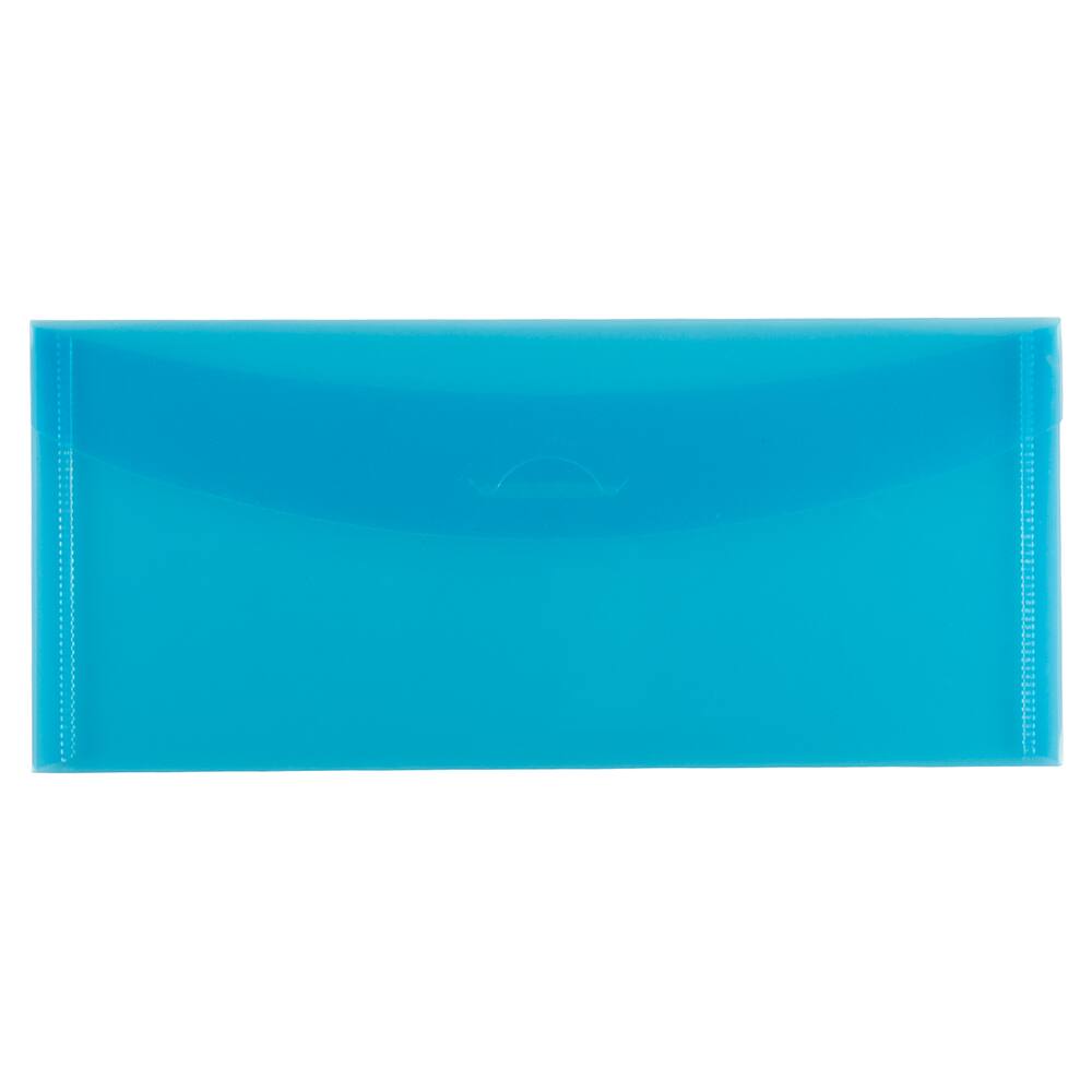 JAM Paper Blue Plastic Tuck Flap Closure 4.25" x 9.75" Envelopes, 12ct.