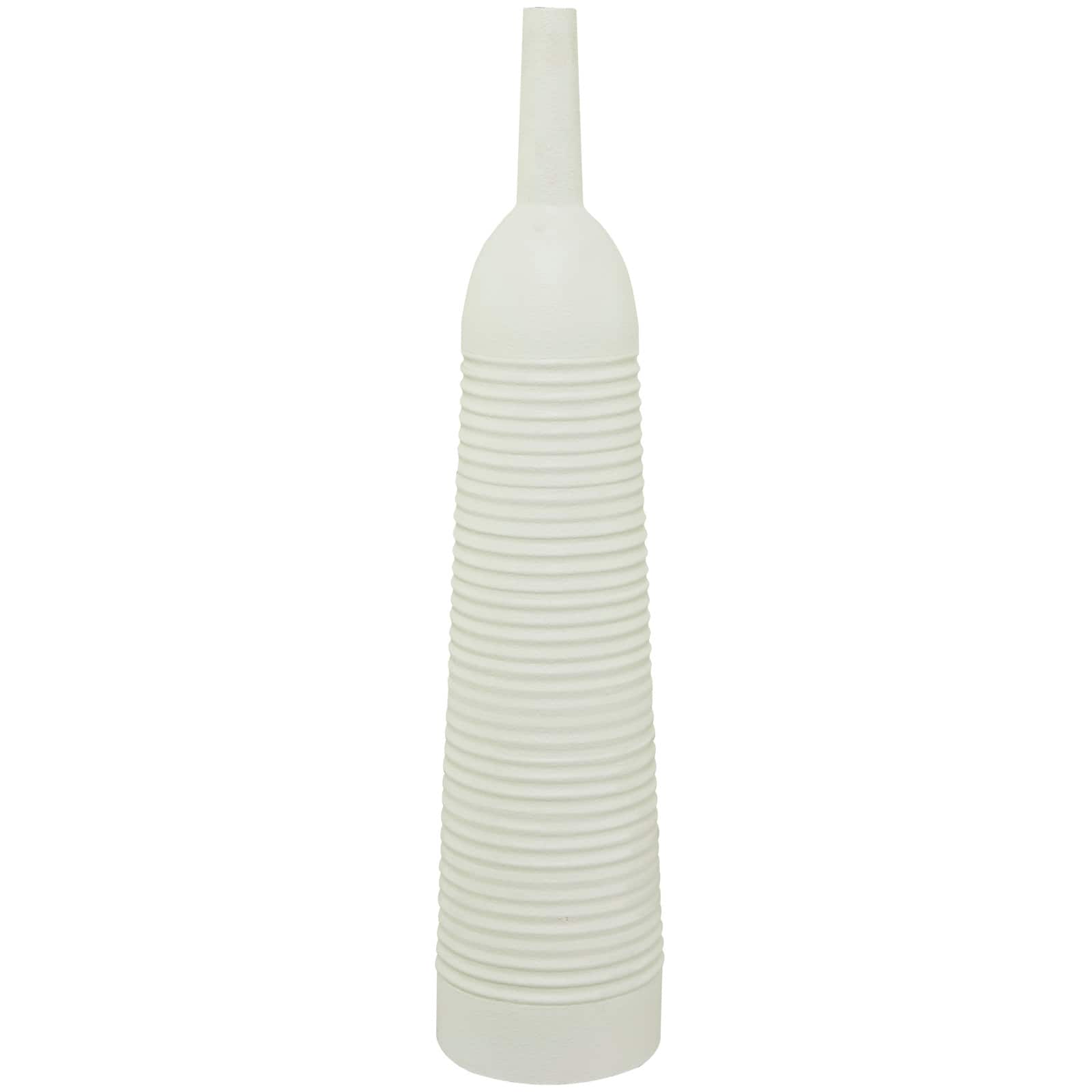 The Novogratz White Metal Grooved Vase 8" x 8" x 36"