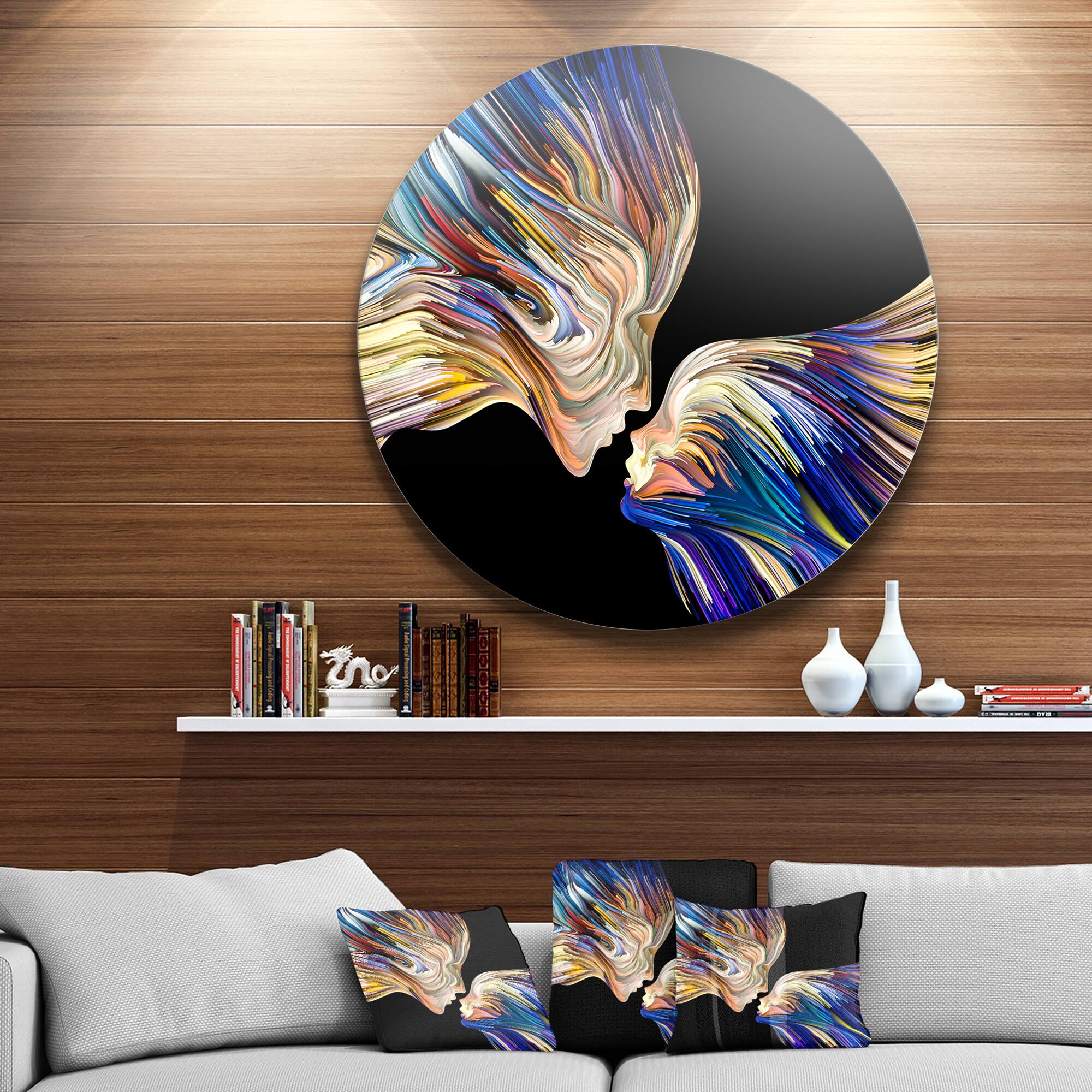 Designart - Metaphorical Mind Painting&#x27; Sensual Metal Circle Wall Art