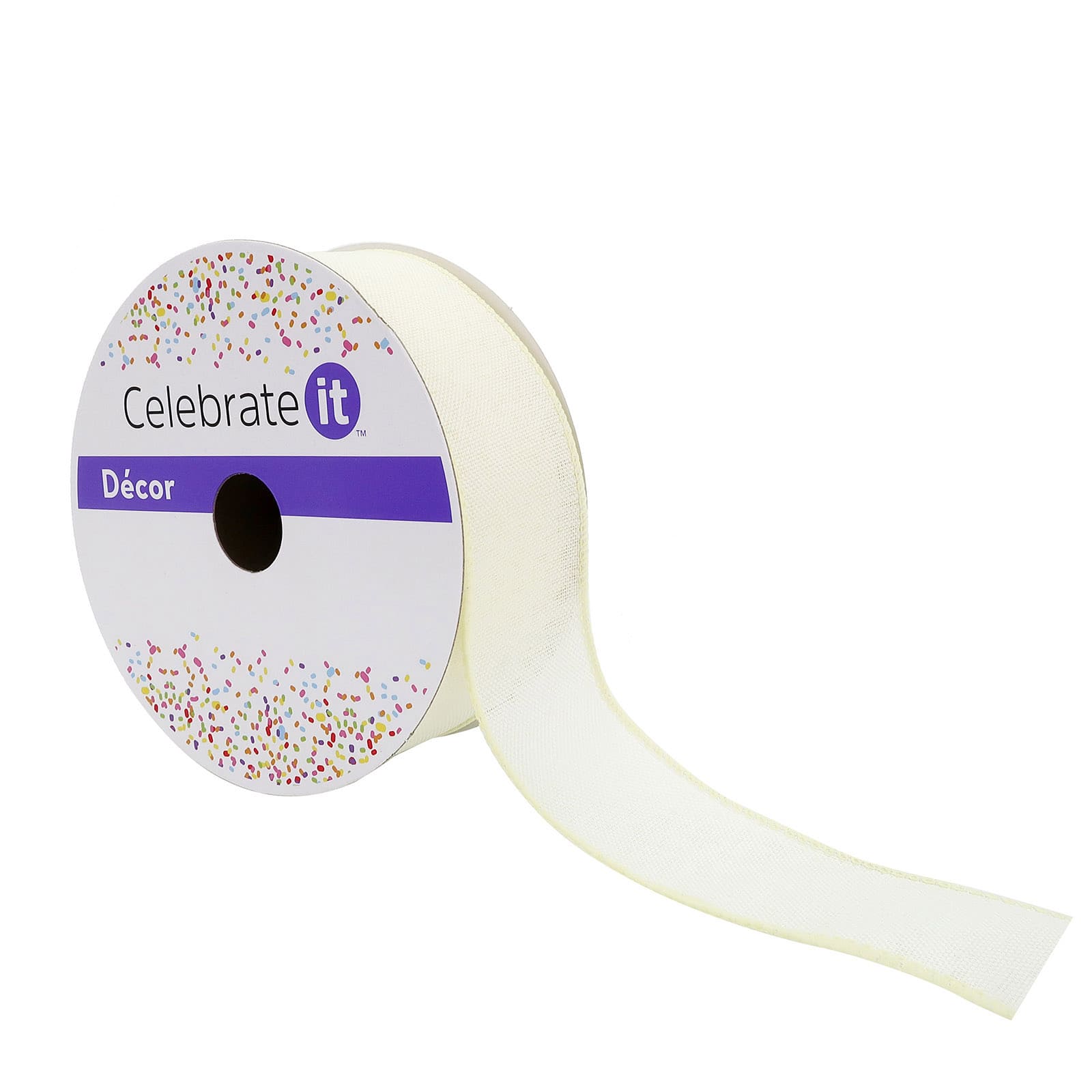 1.5" x 30ft. Ivory Faux Linen Wired Ribbon by Celebrate It™