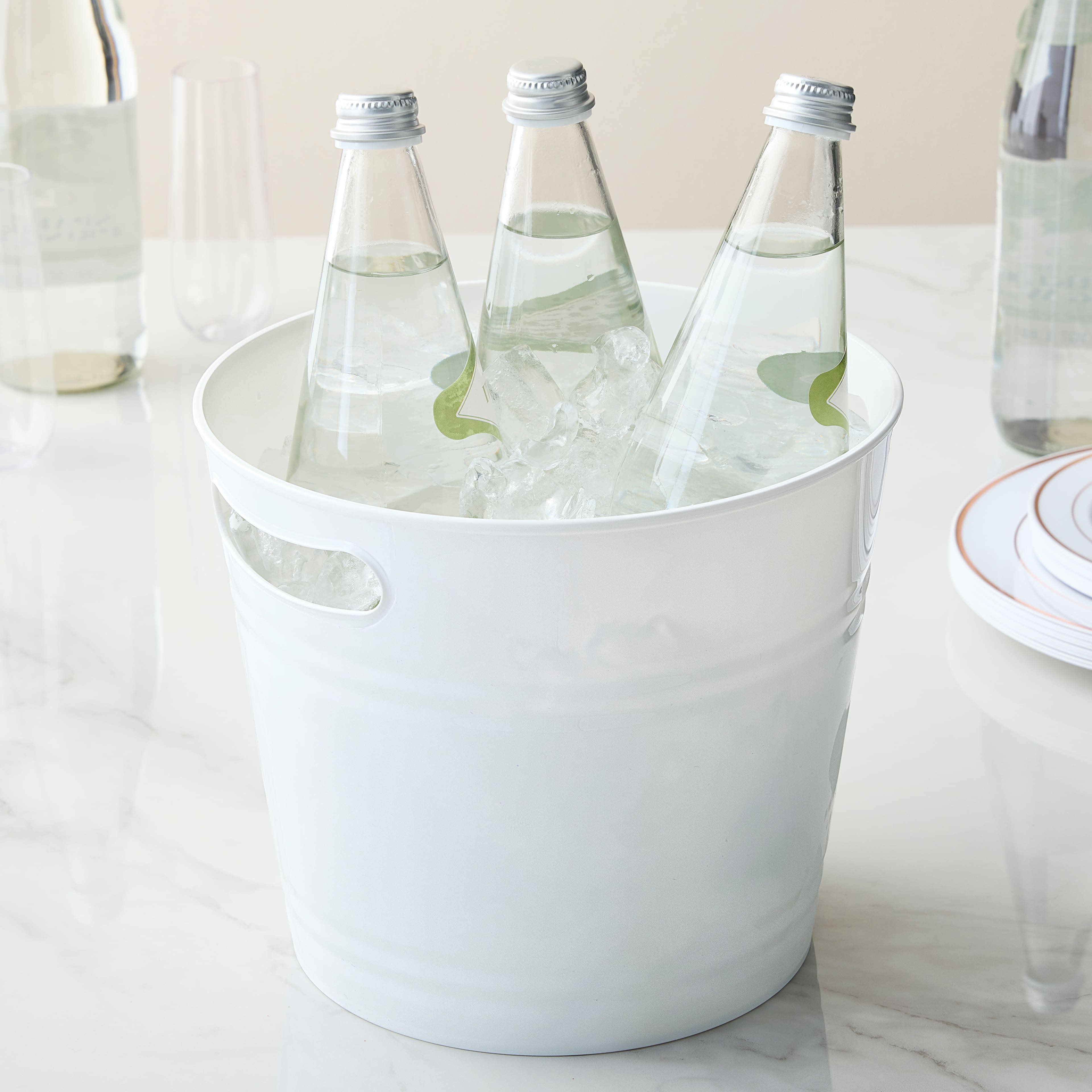 8 Pack: 9.5&#x22; White Plastic Ice Pail by Celebrate It&#x2122;