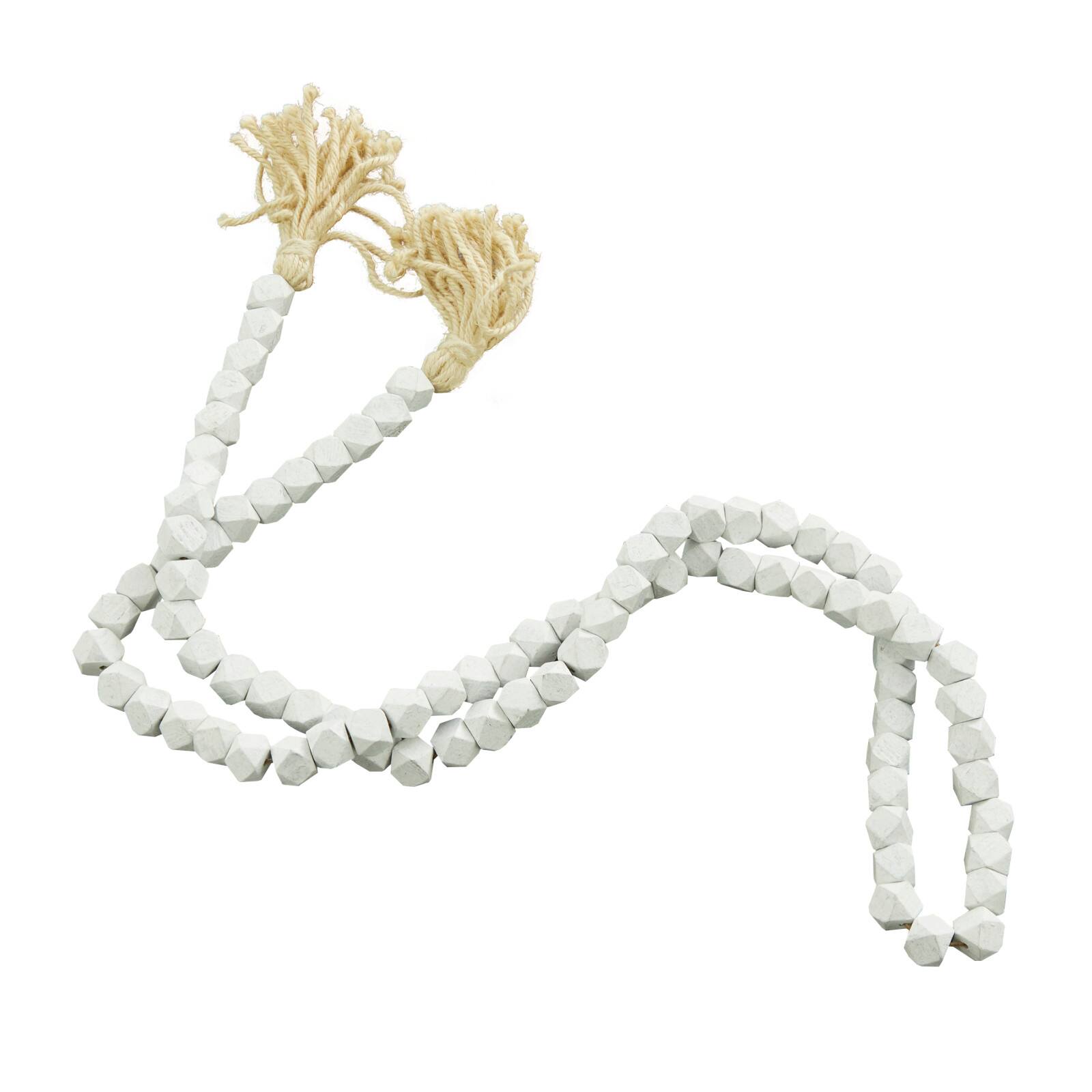 80" Bohemian Mango Wood Beads with Tassels Garland