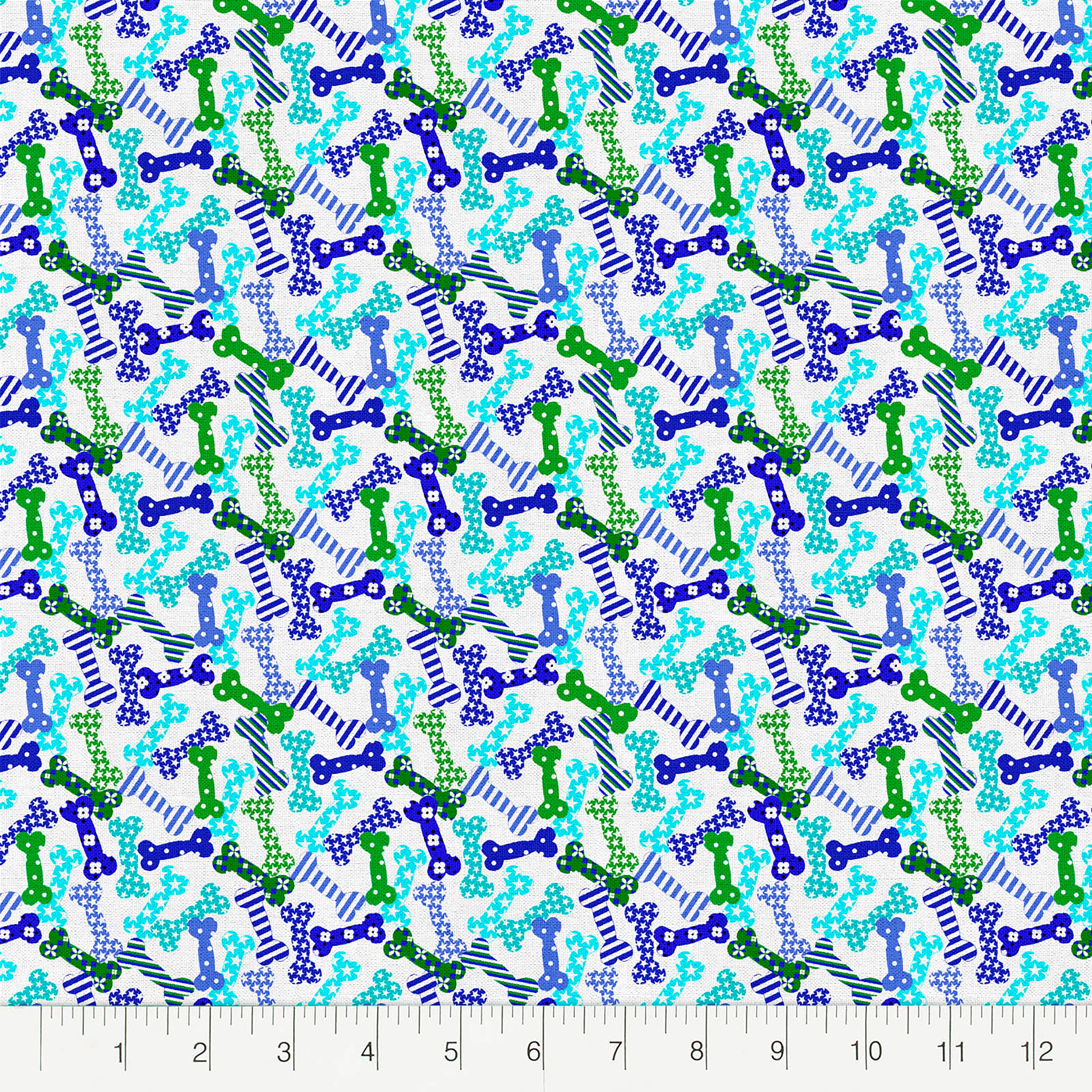 Fabric Editions White Puppy Bones Cotton Fabric