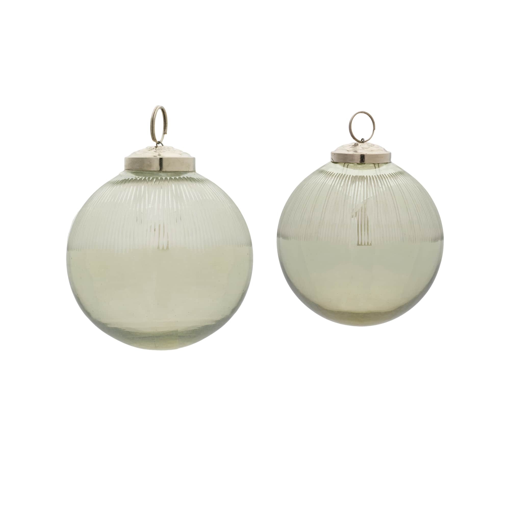 12ct. Ribbed Glass Ball Ornaments