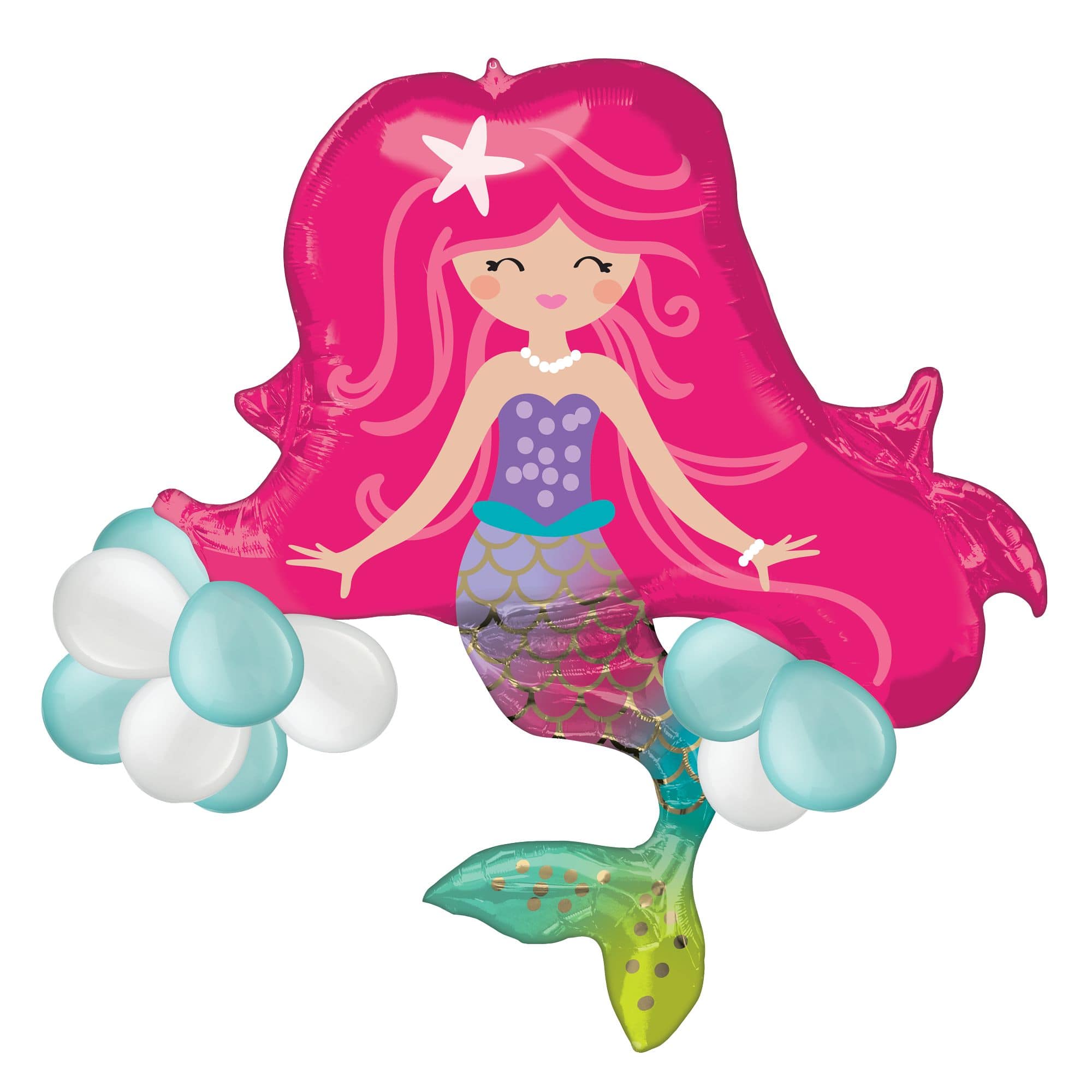 SuperShape™ Mermaid Foil Balloon with Latex Balloons