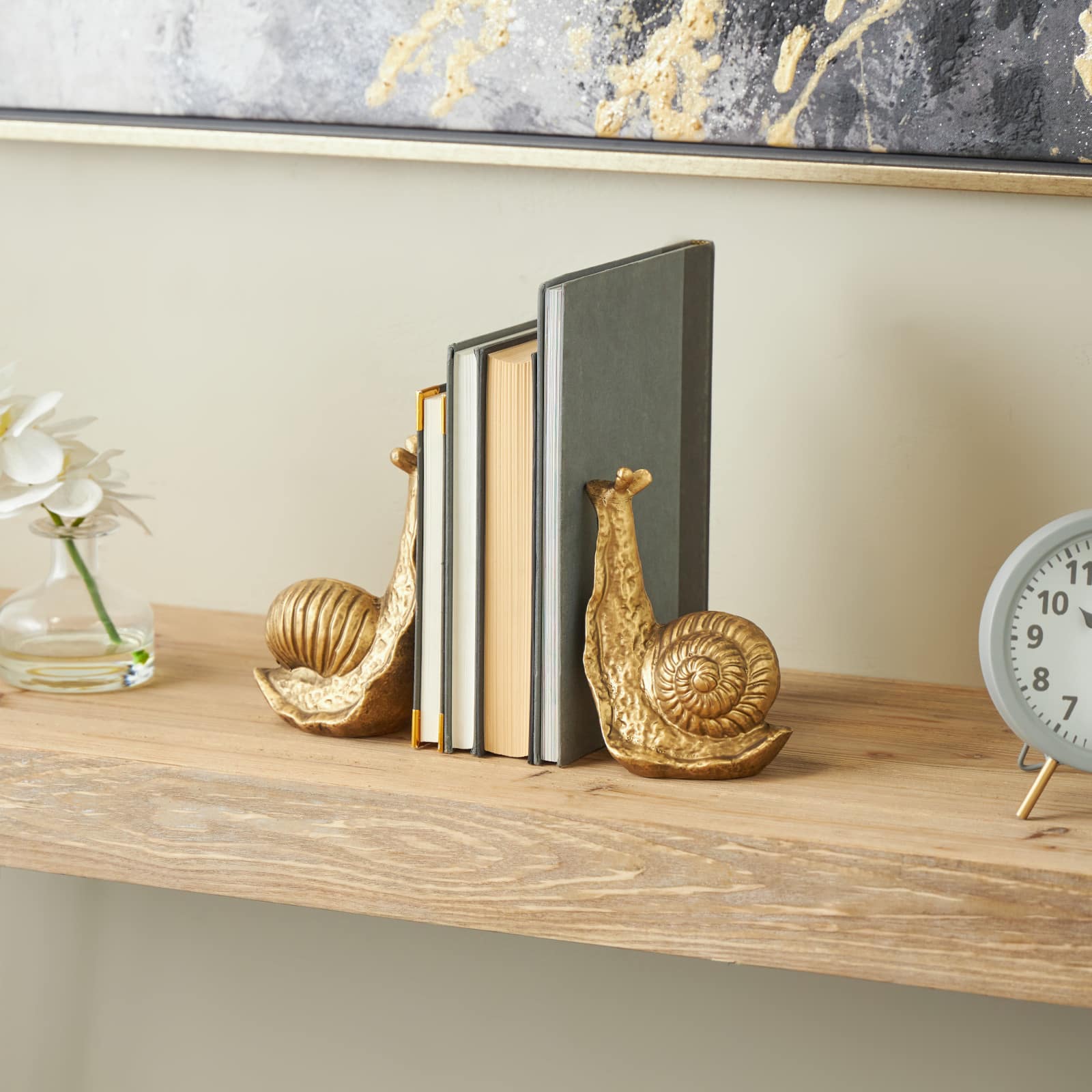 7&#x22; Gold Metal Snail Standing Bookends, 2ct.